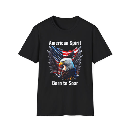 Purchase Patriotic, USA, American Spirit, Born to Soar T-Shirt, Round-Neck, Short-Sleeve at SmithRidge.farm