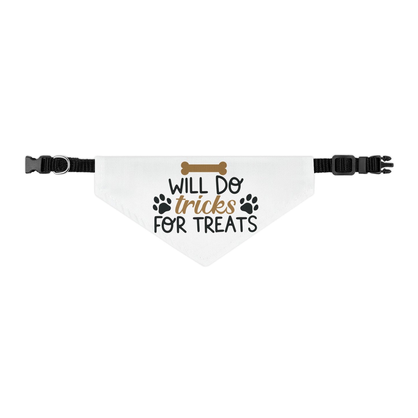 WILL DO TRICKS FOR TREATS. PET HUMOR. Pet Bandana Collar in Four Sizes.