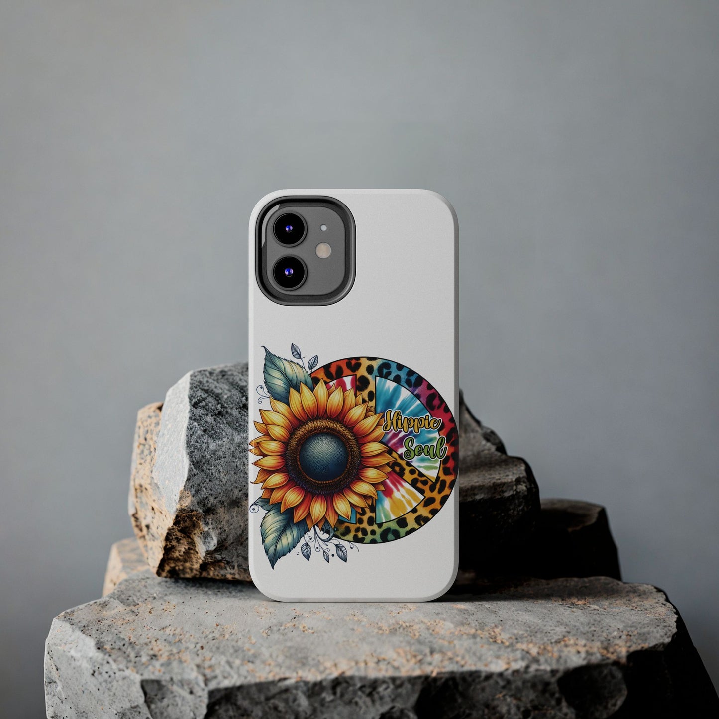 HIPPIE SOUL, SUNFLOWER, PEACE SYMBOL. Tough Phone Case.