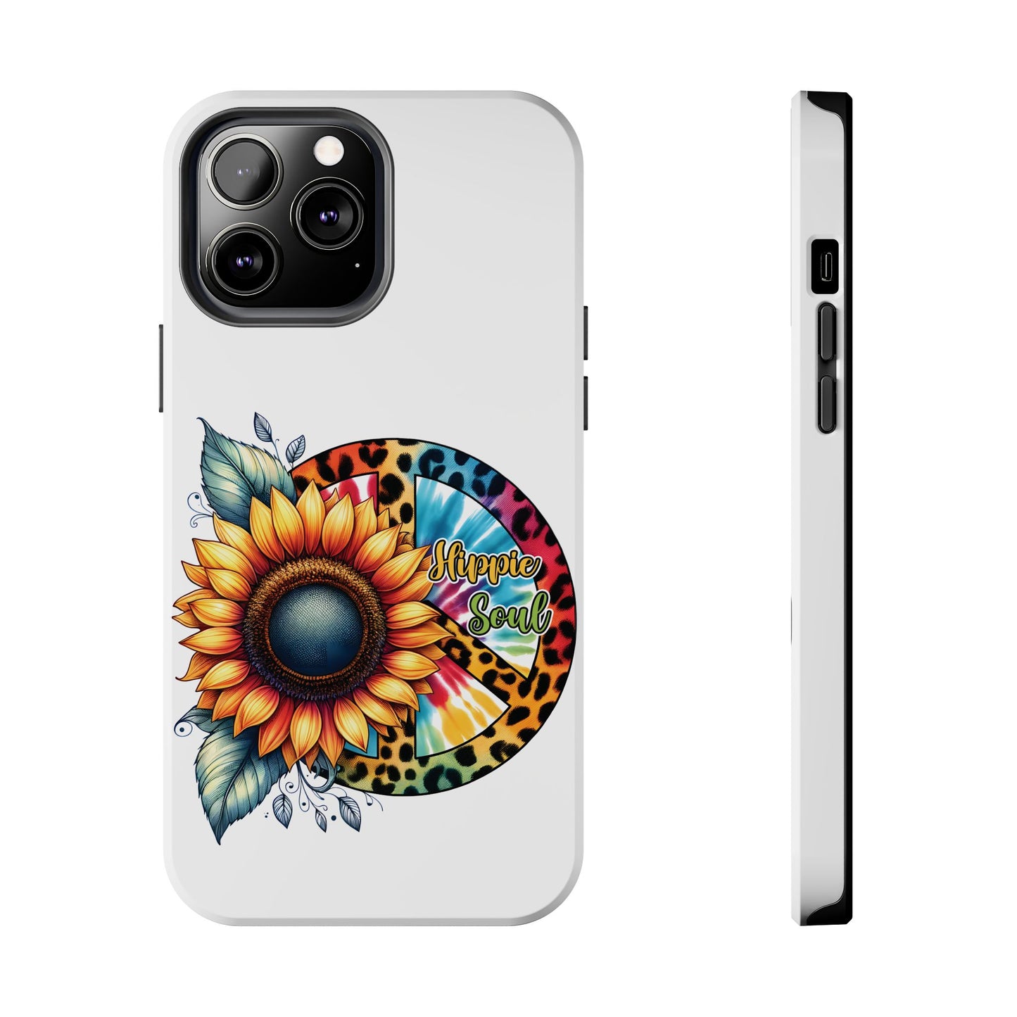 HIPPIE SOUL, SUNFLOWER, PEACE SYMBOL. Tough Phone Case.