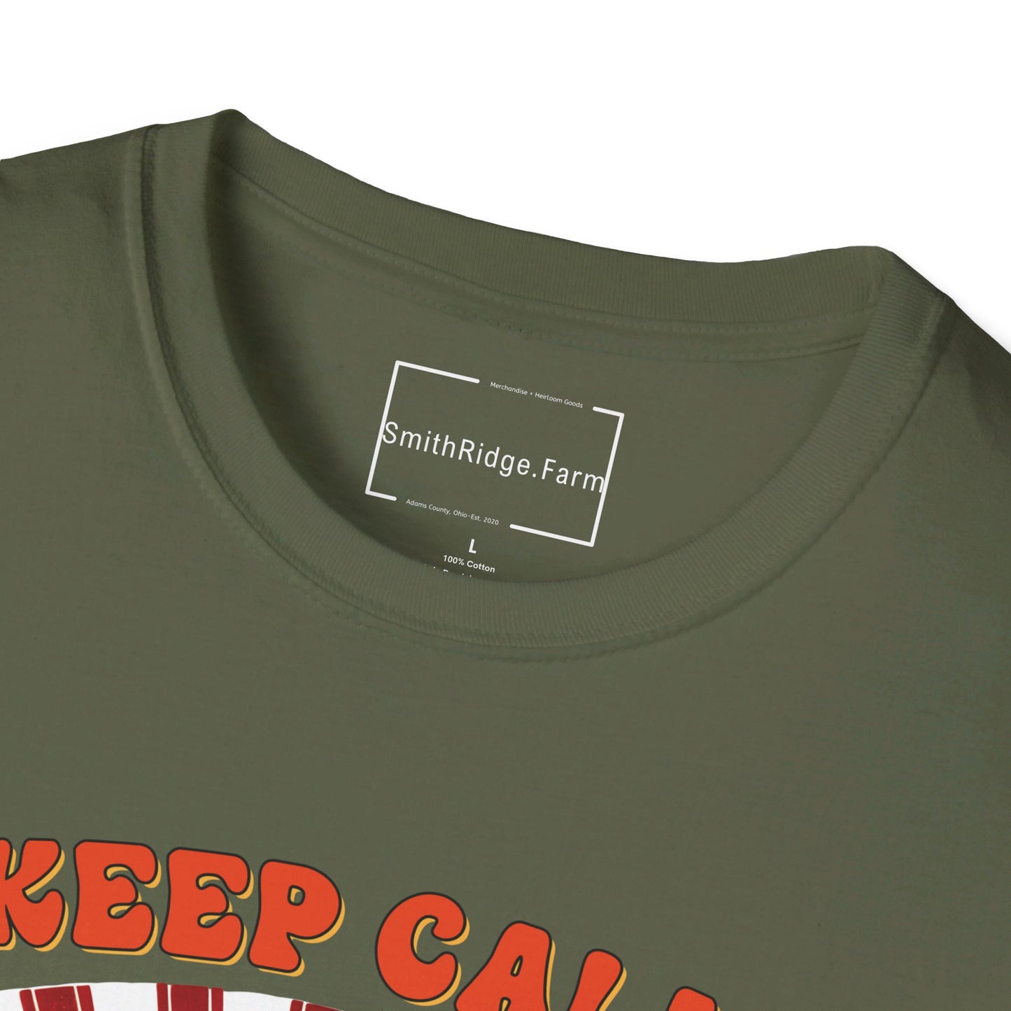 KEEP CALM, DREAM ON. HIPPIE HUMOR. Cotton, Short Sleeve, Crew Neck Tee.