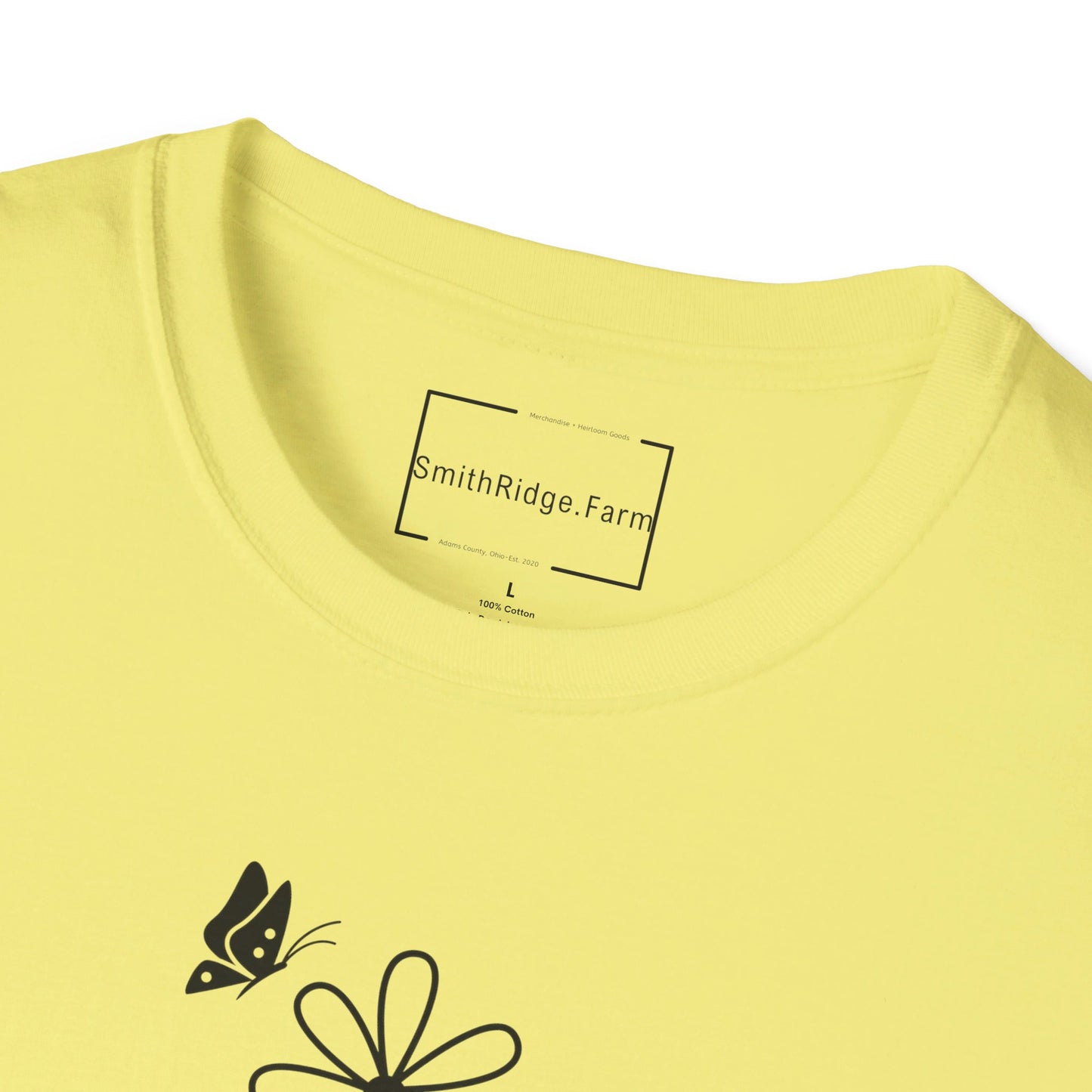 FAITH, HOPE, LOVE, FLOWERS. Cotton, Short Sleeve, Crew Neck Tee in Light Colors.