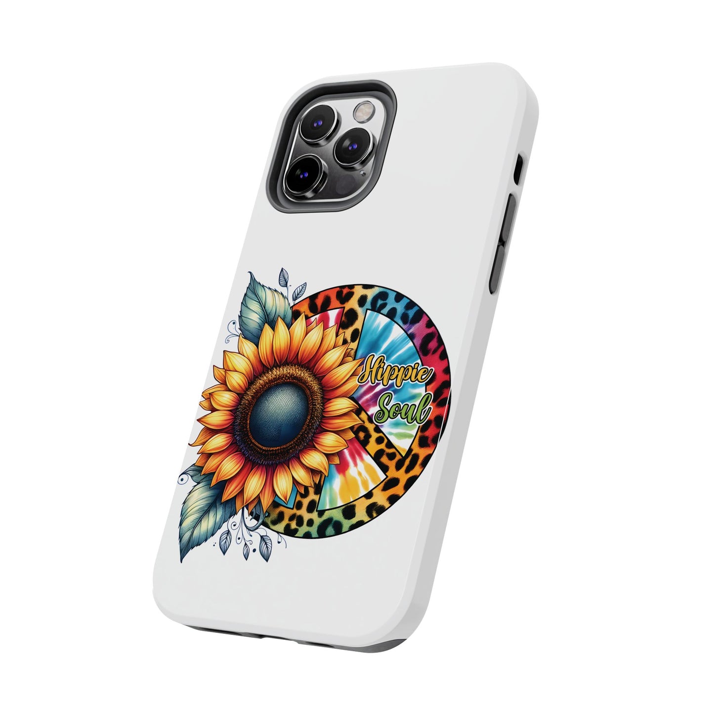 HIPPIE SOUL, SUNFLOWER, PEACE SYMBOL. Tough Phone Case.