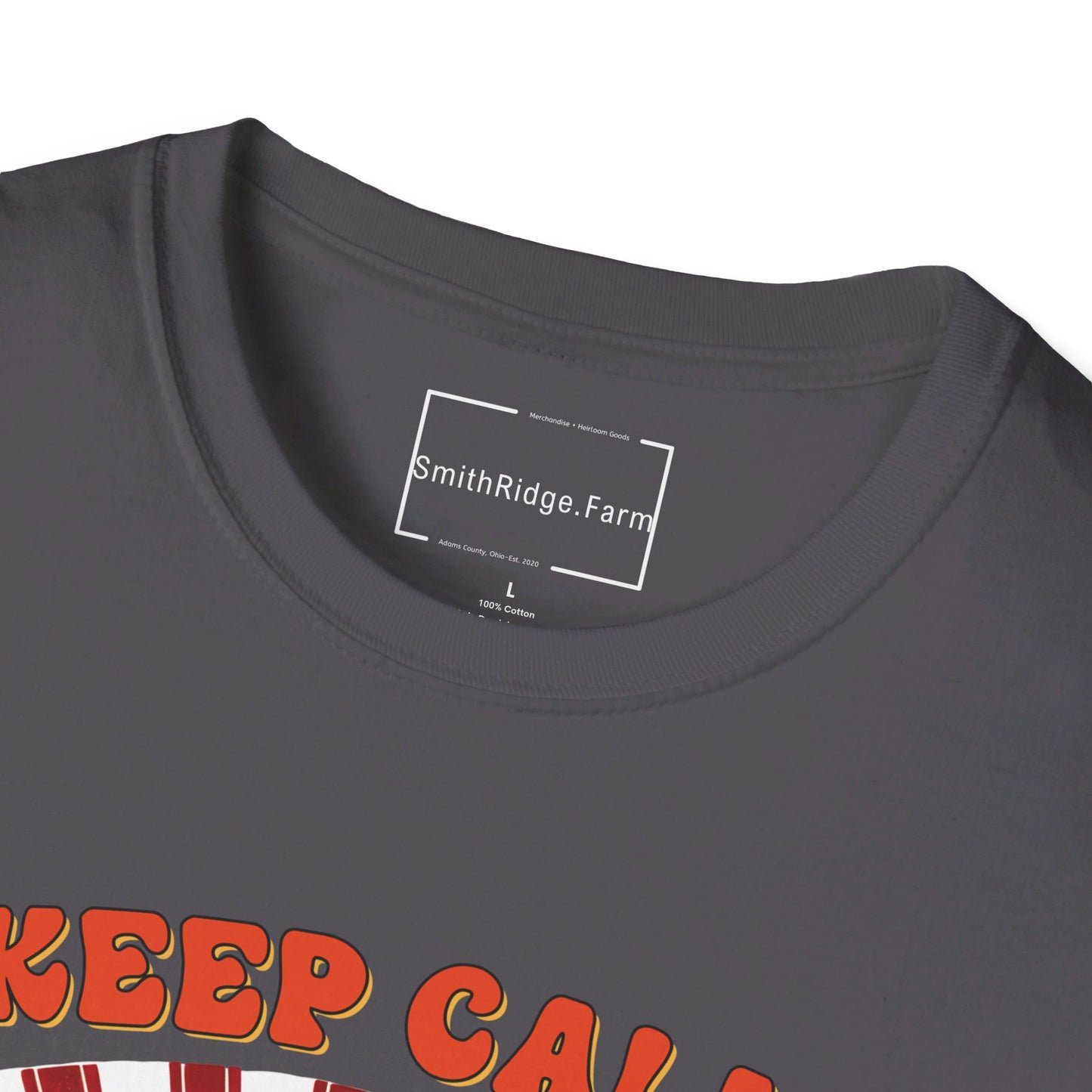 KEEP CALM, DREAM ON. HIPPIE HUMOR. Cotton, Short Sleeve, Crew Neck Tee.