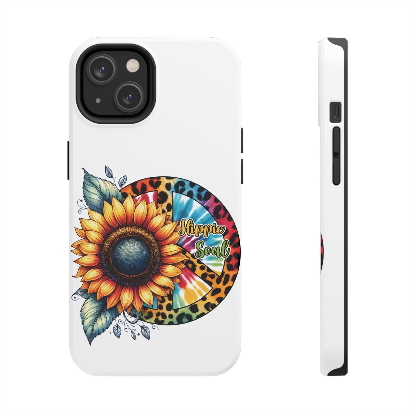 HIPPIE SOUL, SUNFLOWER, PEACE SYMBOL. Tough Phone Case.