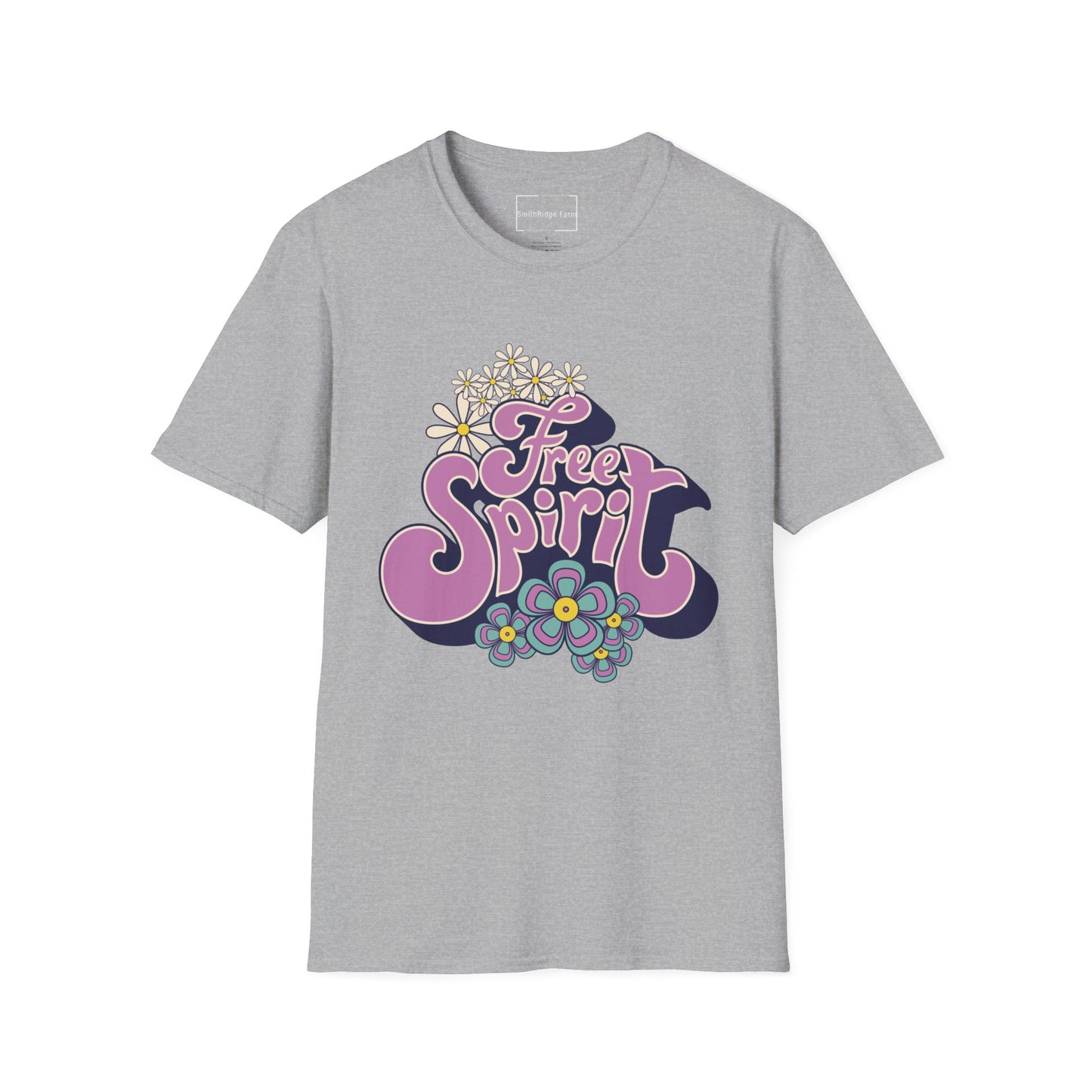 FREE SPIRIT. Cotton, Short Sleeve, Crew Neck Tee.