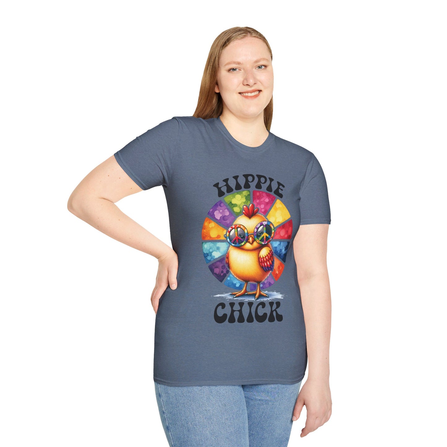 HIPPIE CHICK. Cotton, Short Sleeve, Crew Neck Tee.