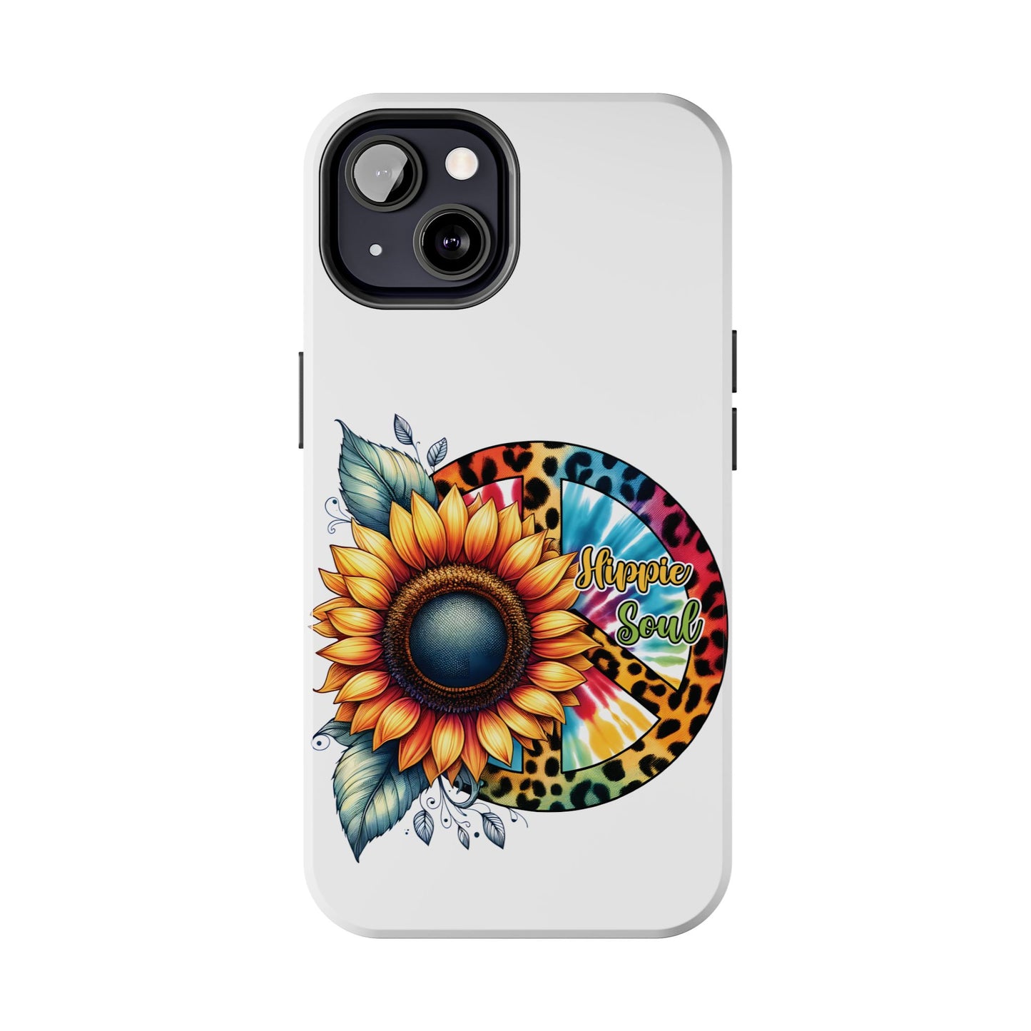 HIPPIE SOUL, SUNFLOWER, PEACE SYMBOL. Tough Phone Case.