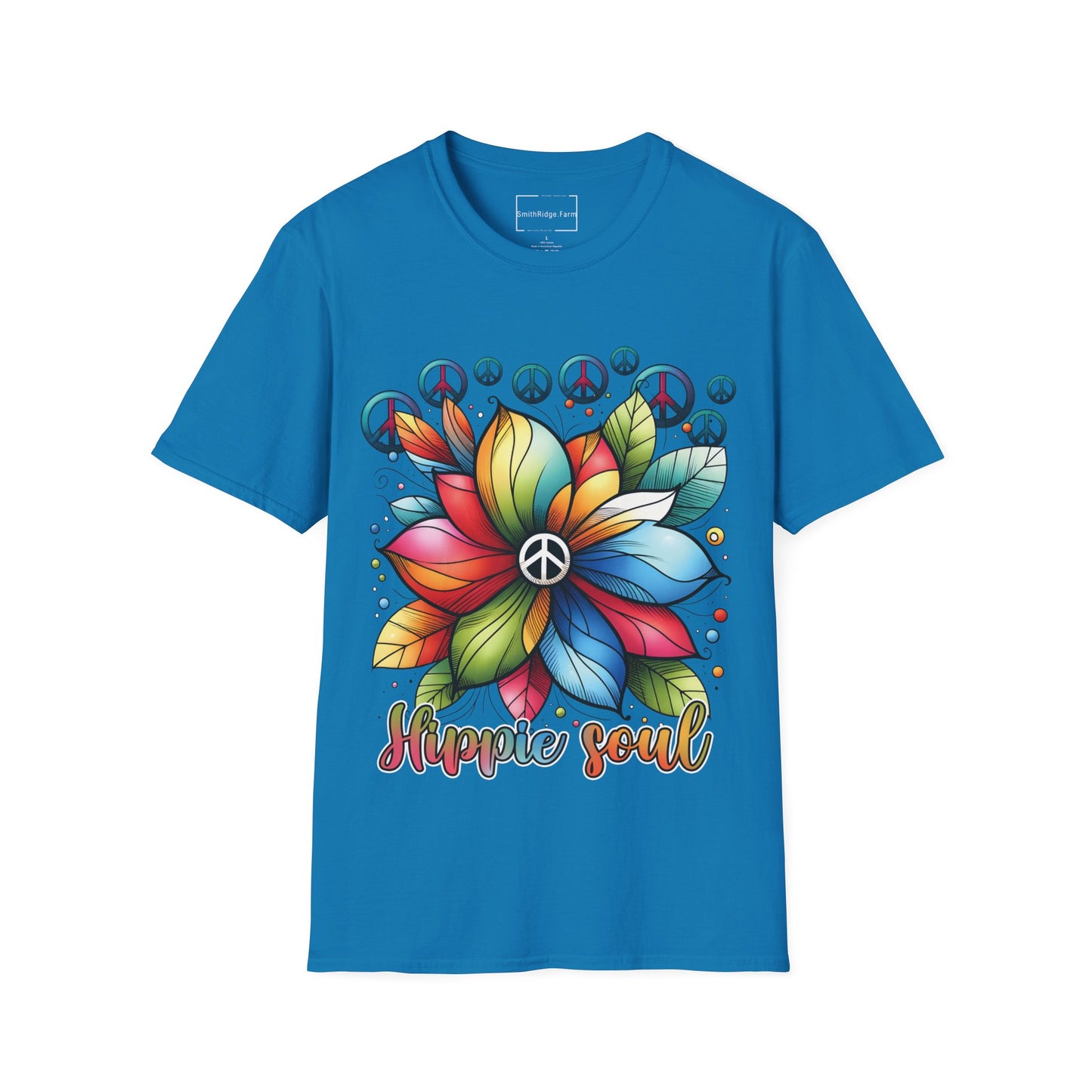 HIPPIE SOUL, PEACE SIGN. Cotton, Short Sleeve, Crew Neck Tee.