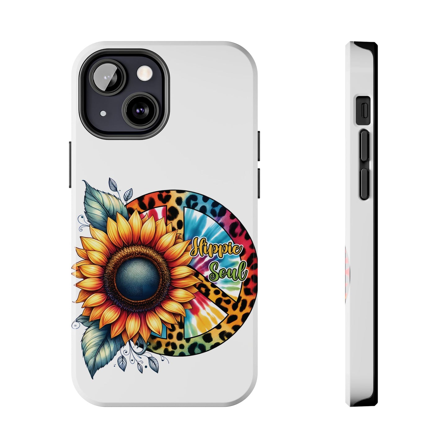 HIPPIE SOUL, SUNFLOWER, PEACE SYMBOL. Tough Phone Case.
