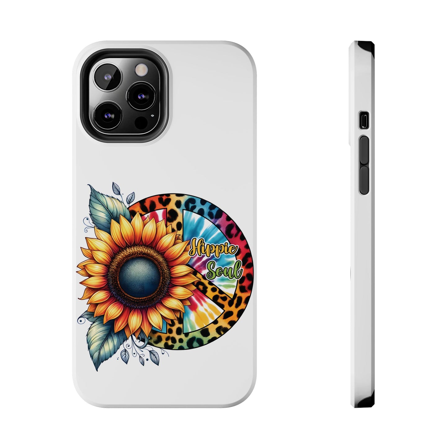 HIPPIE SOUL, SUNFLOWER, PEACE SYMBOL. Tough Phone Case.