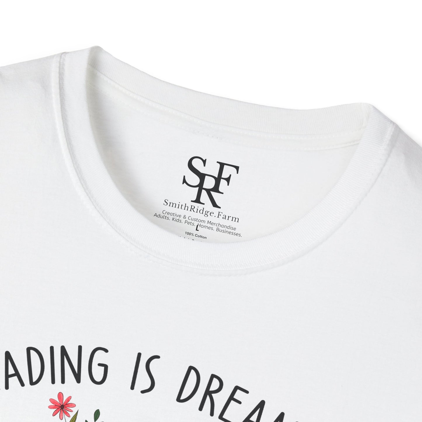 READING IS DREAMING WITH YOUR EYES OPEN. Book Enthusiast Humor. Cotton, Short Sleeve, Crew Neck T-Shirt