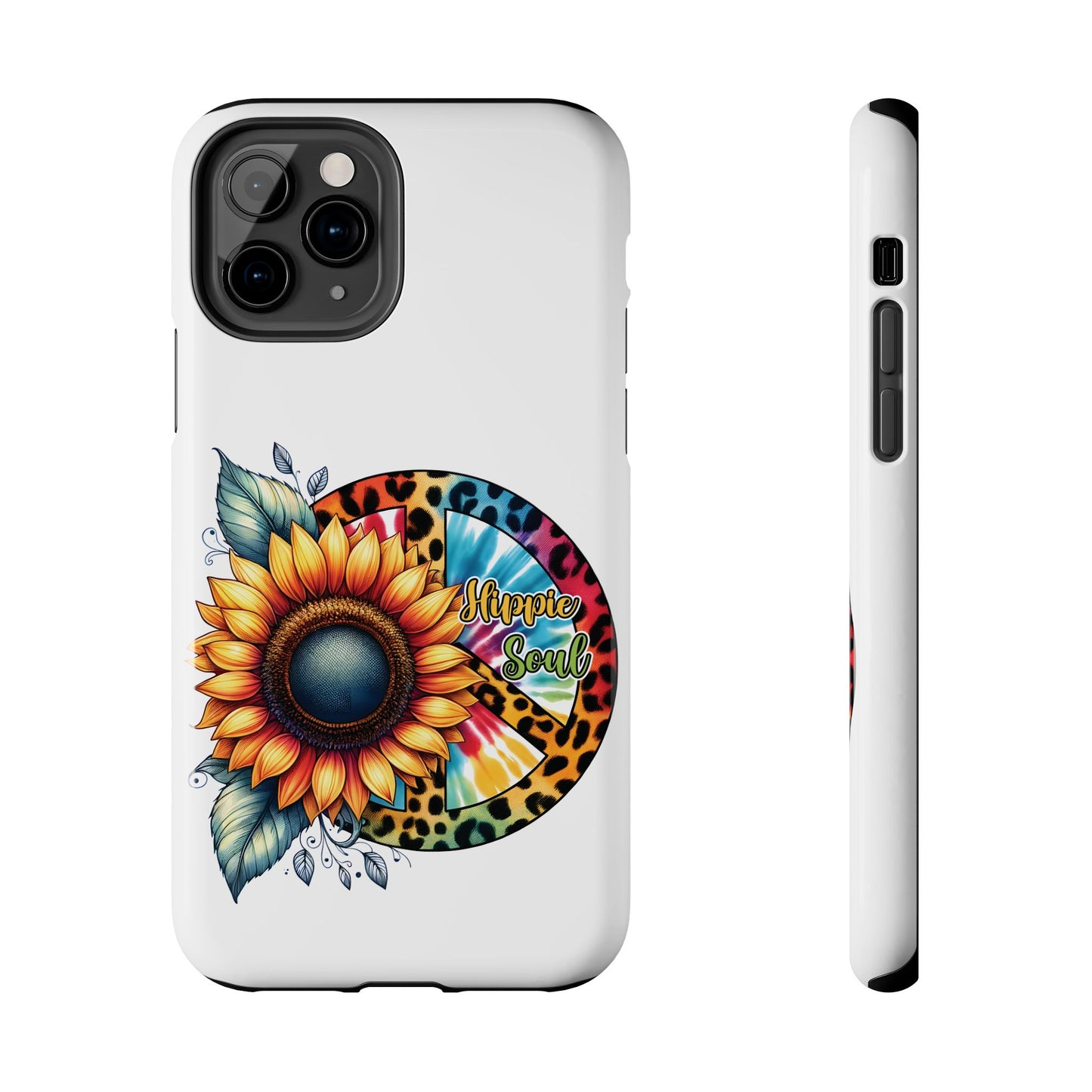 HIPPIE SOUL, SUNFLOWER, PEACE SYMBOL. Tough Phone Case.