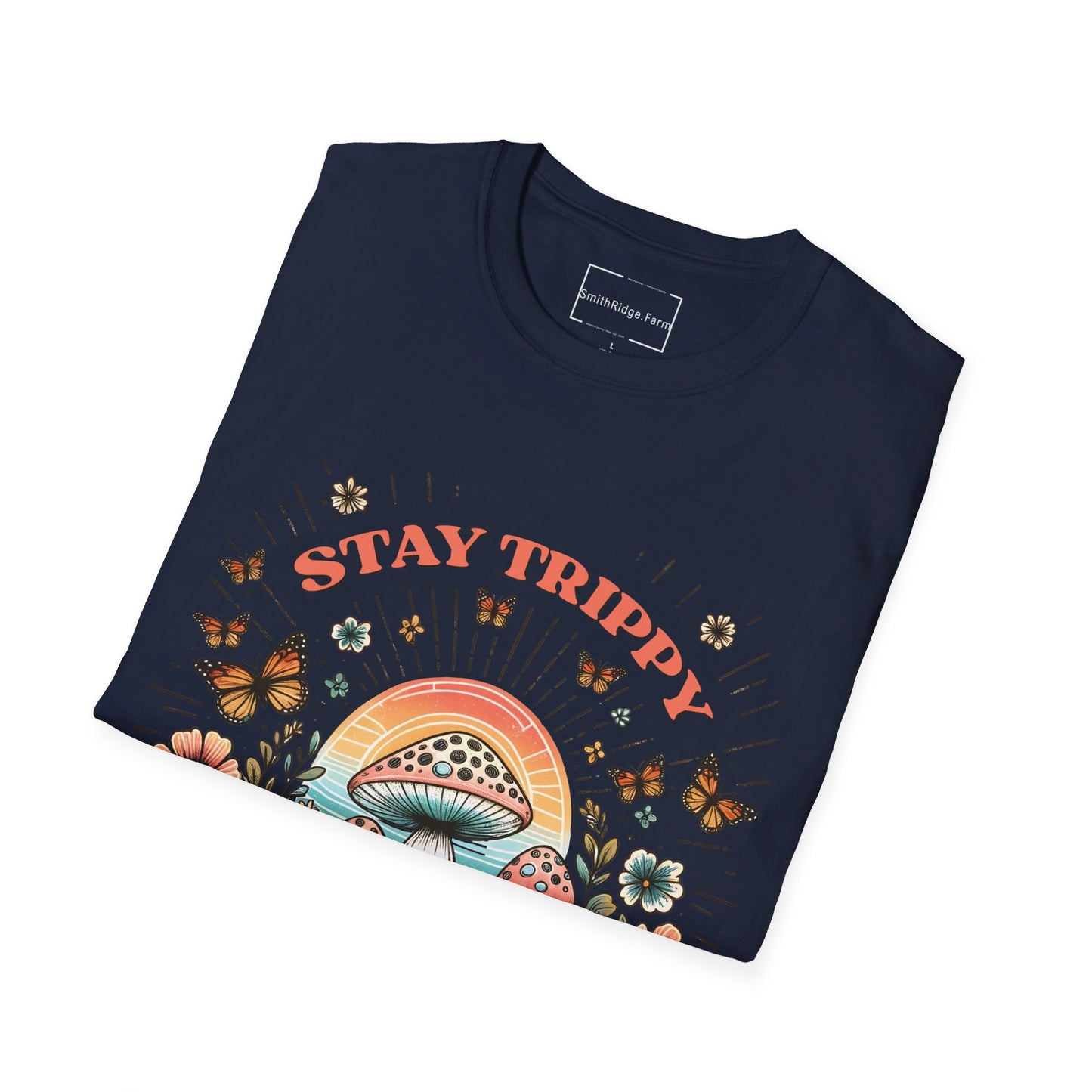 STAY TRIPPY LITTLE HIPPIE. Cotton, Short Sleeve, Crew Neck Tee.