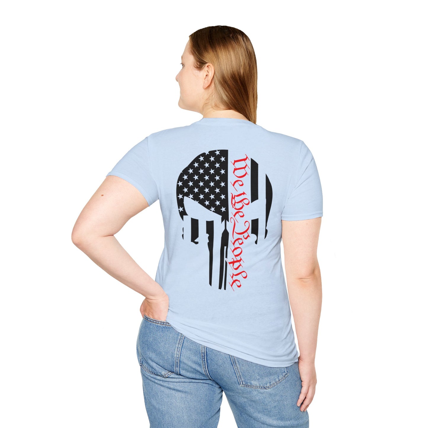 WE THE PEOPLE ICONIC PUNISHER SKULL. Cotton, Short Sleeve, Crew Neck Tee in Light Colors.
