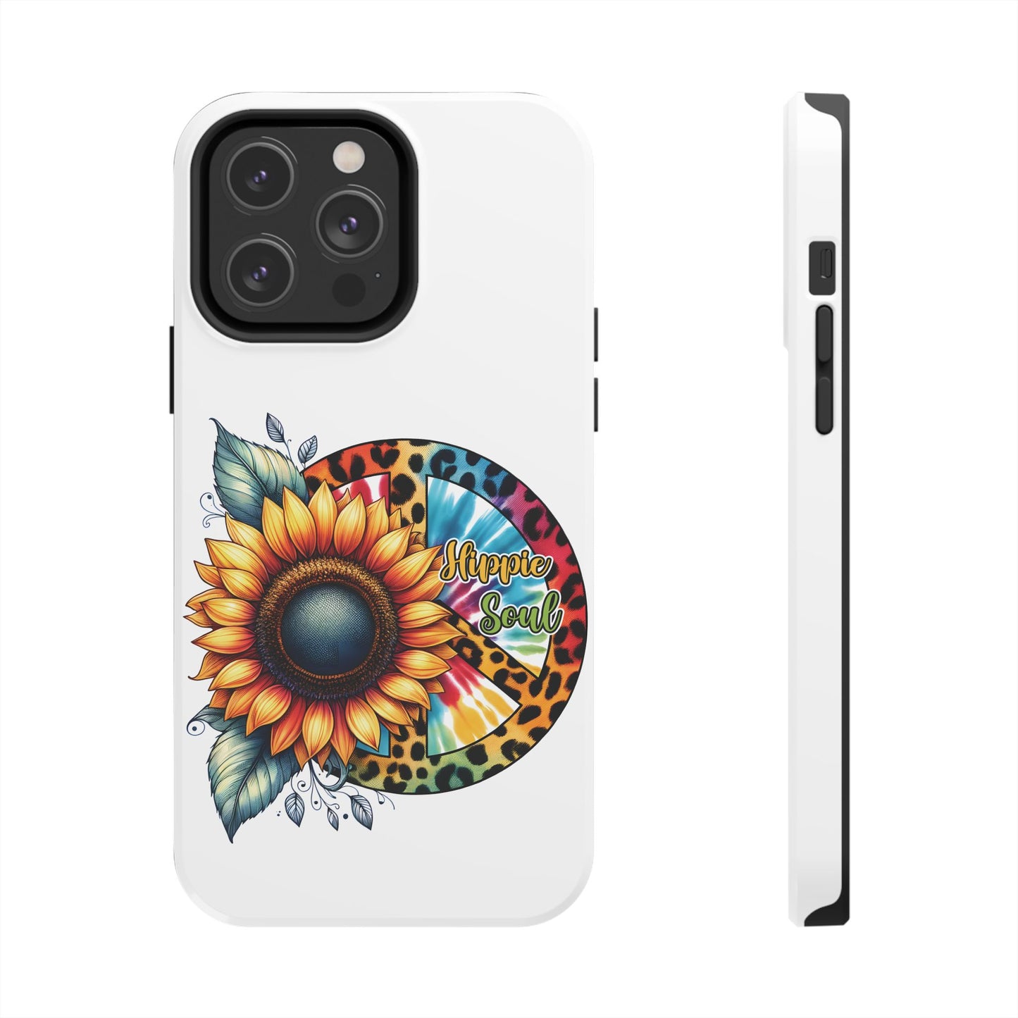 HIPPIE SOUL, SUNFLOWER, PEACE SYMBOL. Tough Phone Case.