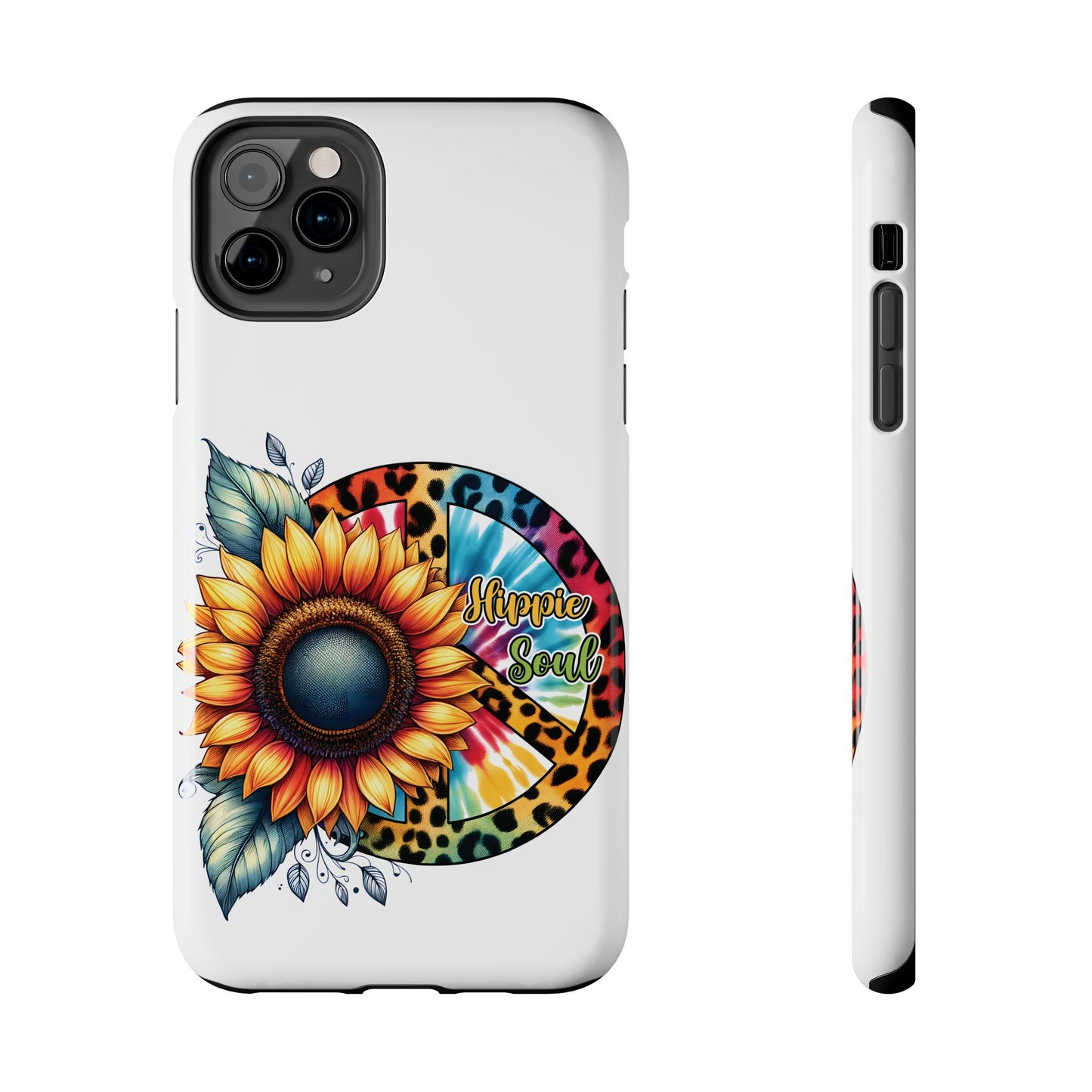 HIPPIE SOUL, SUNFLOWER, PEACE SYMBOL. Tough Phone Case.