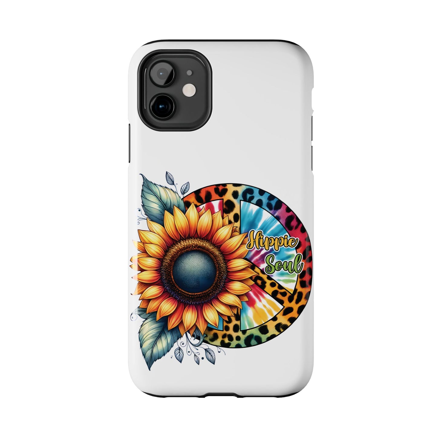 HIPPIE SOUL, SUNFLOWER, PEACE SYMBOL. Tough Phone Case.