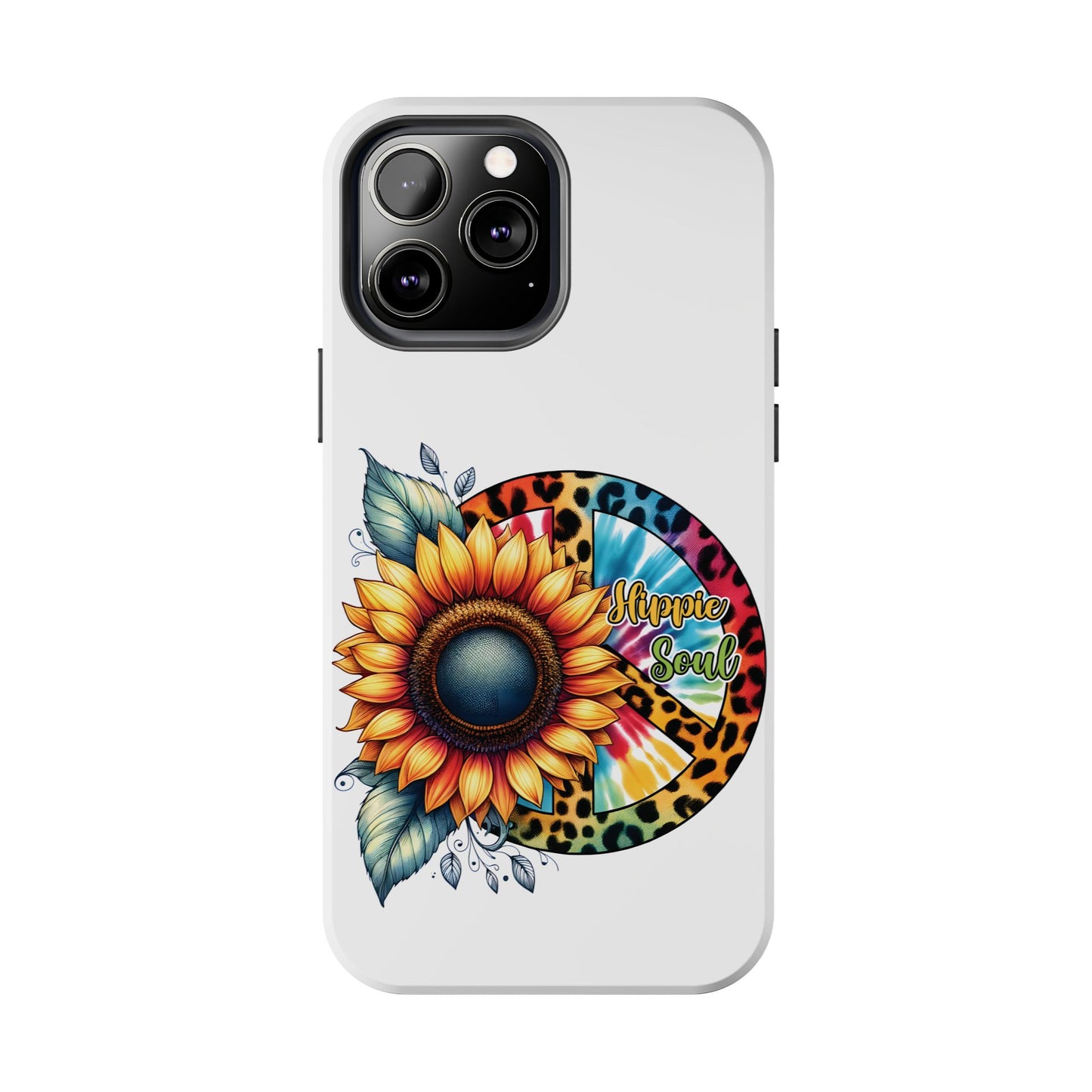 HIPPIE SOUL, SUNFLOWER, PEACE SYMBOL. Tough Phone Case.