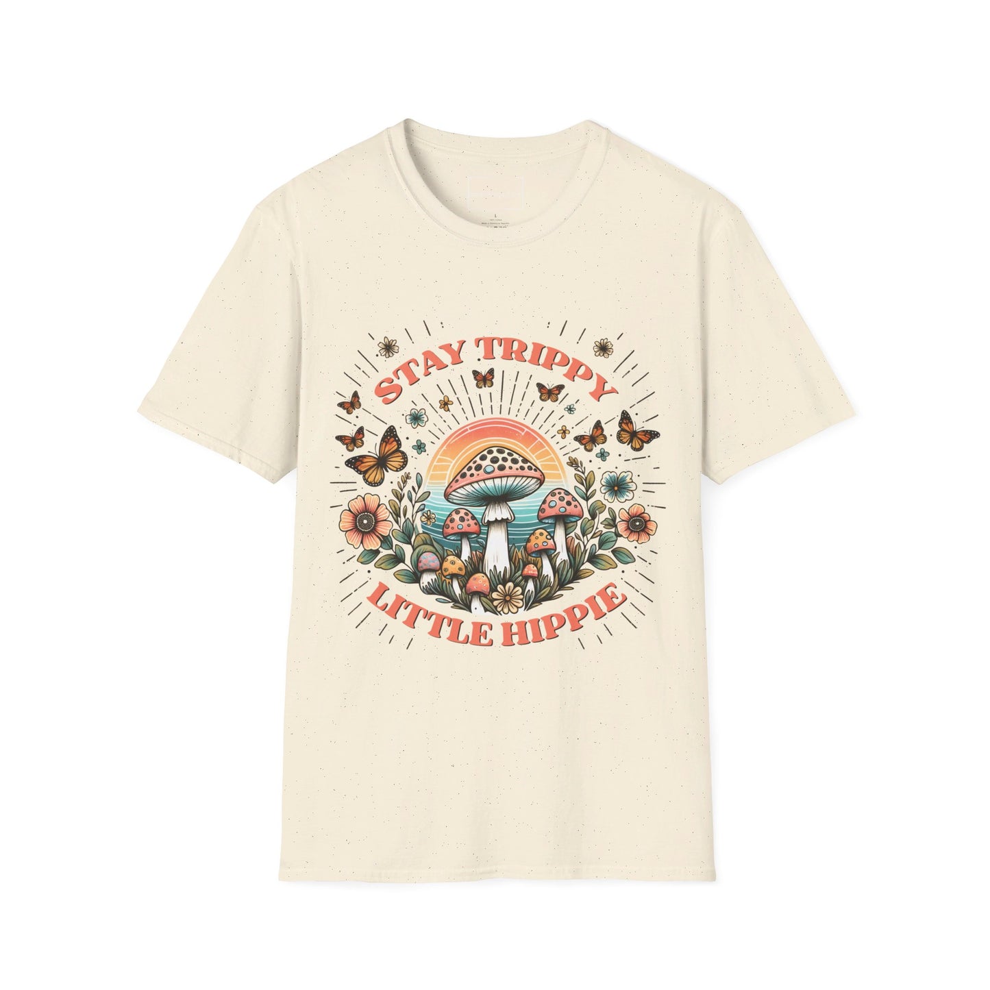 STAY TRIPPY LITTLE HIPPIE. Cotton, Short Sleeve, Crew Neck Tee.