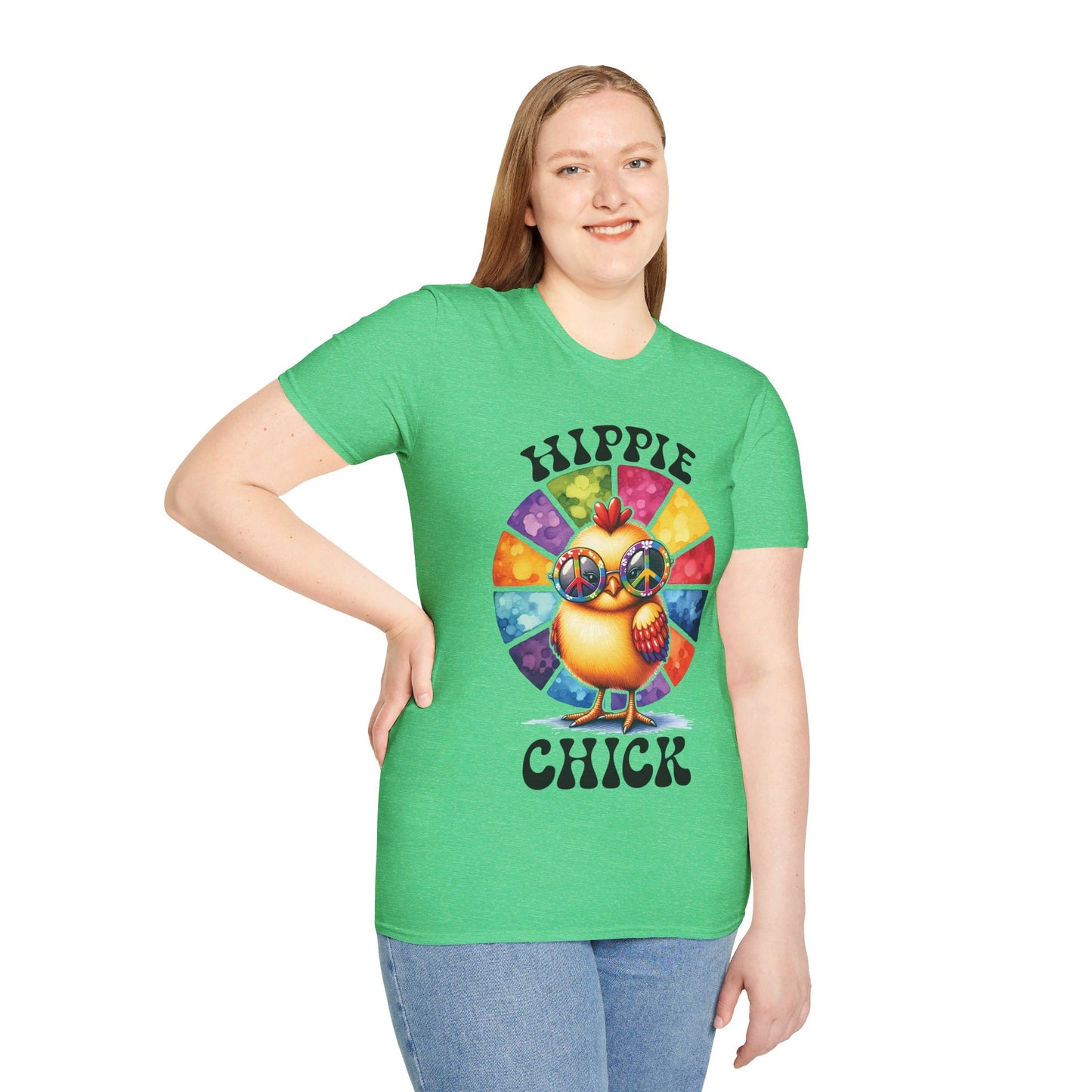 HIPPIE CHICK. Cotton, Short Sleeve, Crew Neck Tee.