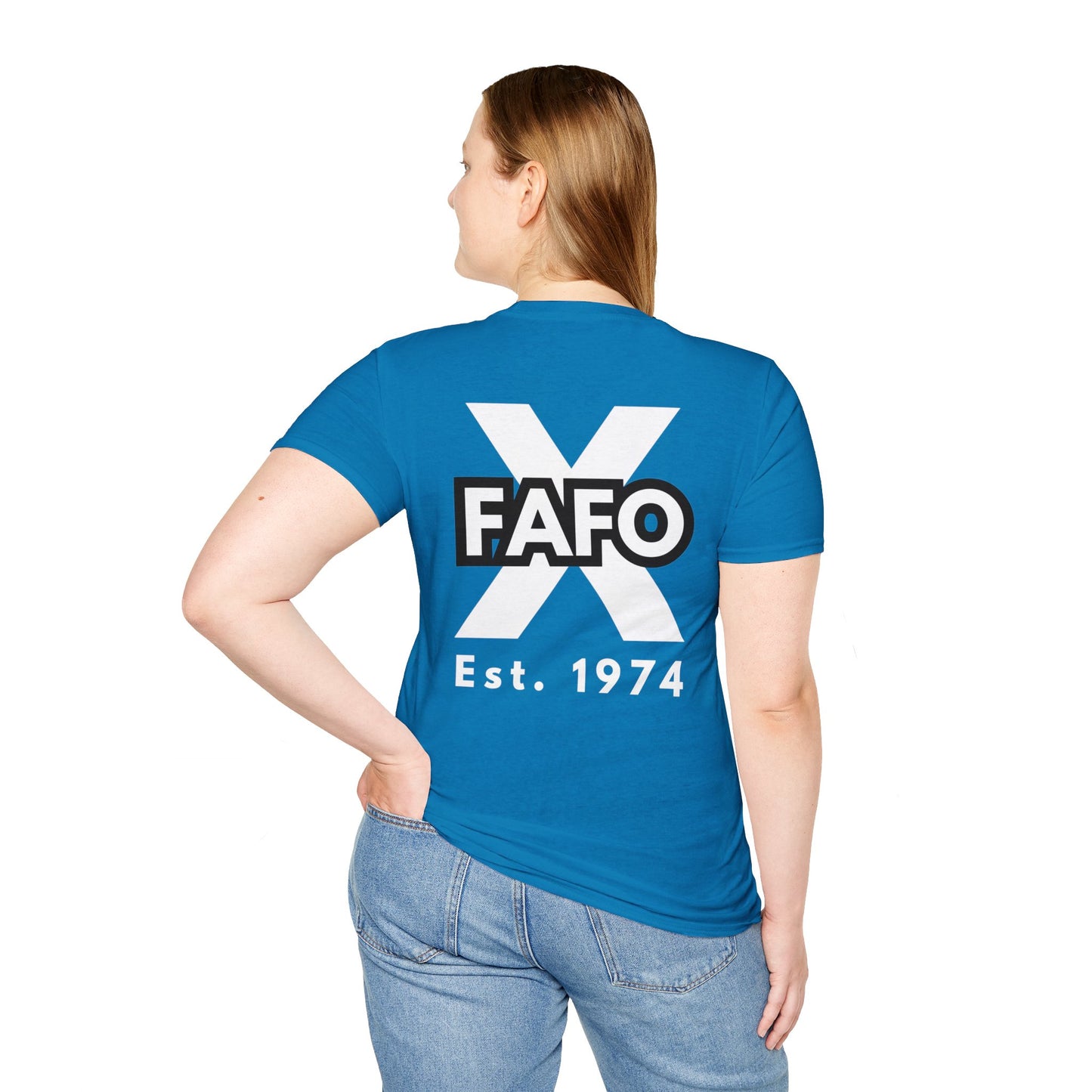 GEN X, THE FAFO CREW, Est 1974. Cotton, Short Sleeve, Crew Neck Tee in Dark Colors.