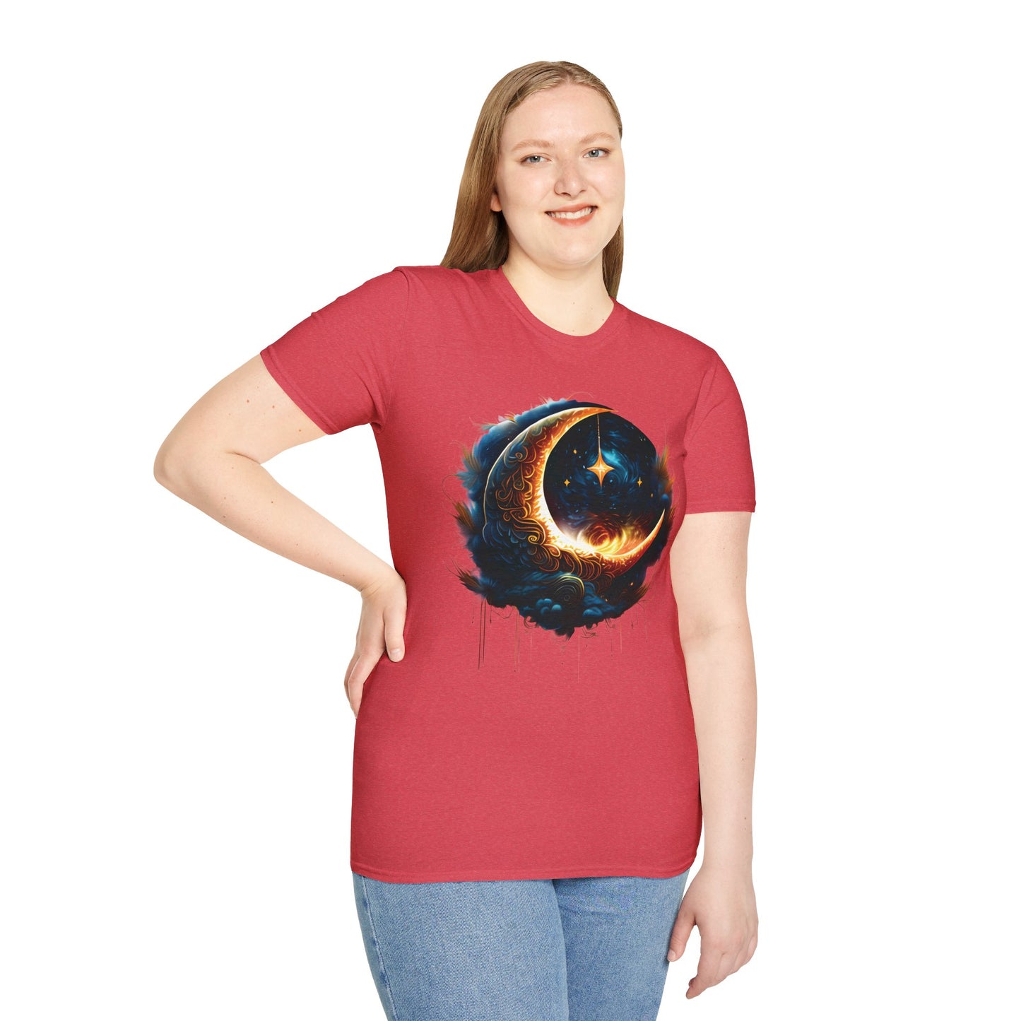 CELESTIAL, MYSTICAL MOON. Cotton, Short Sleeve, Crew Neck Tee