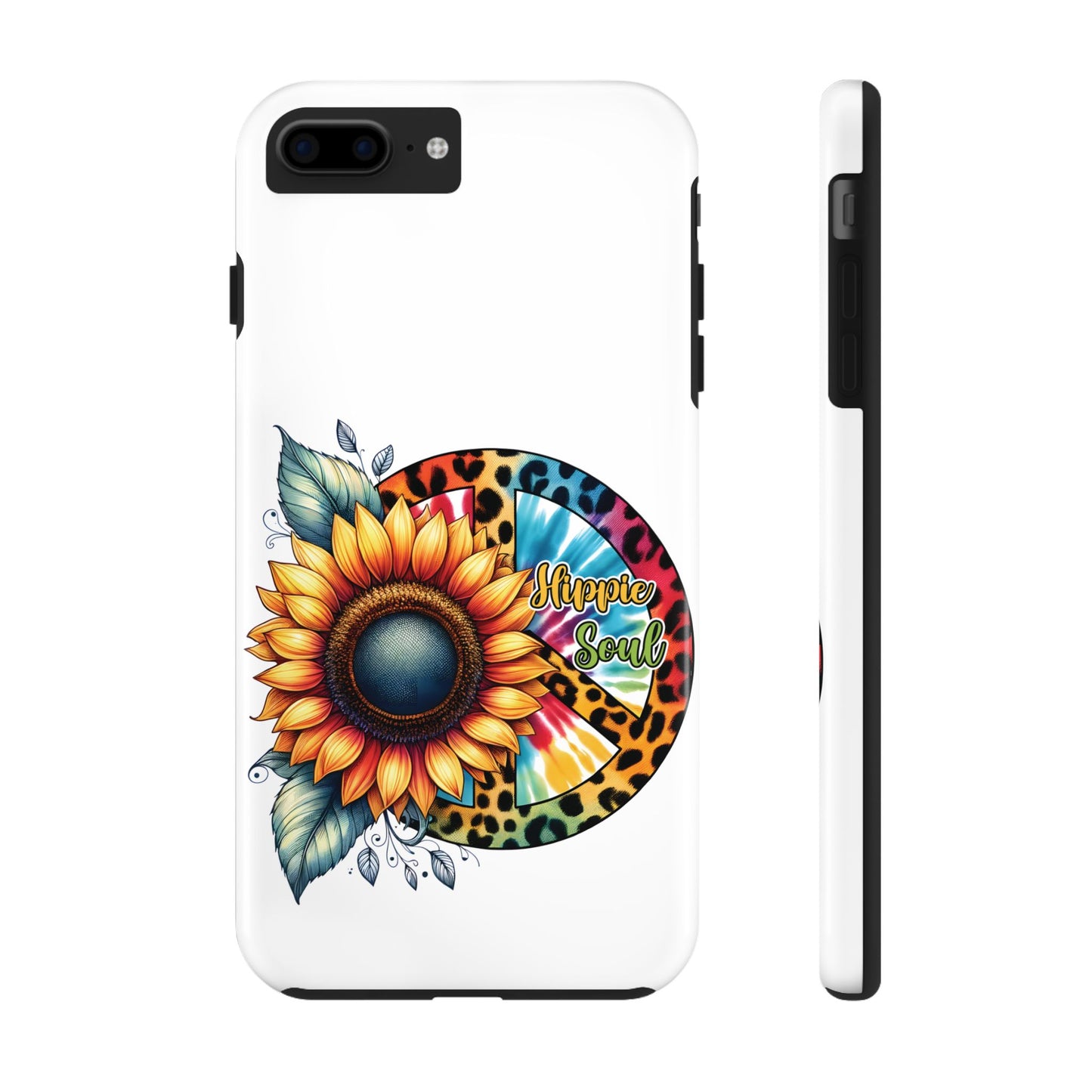 HIPPIE SOUL, SUNFLOWER, PEACE SYMBOL. Tough Phone Case.