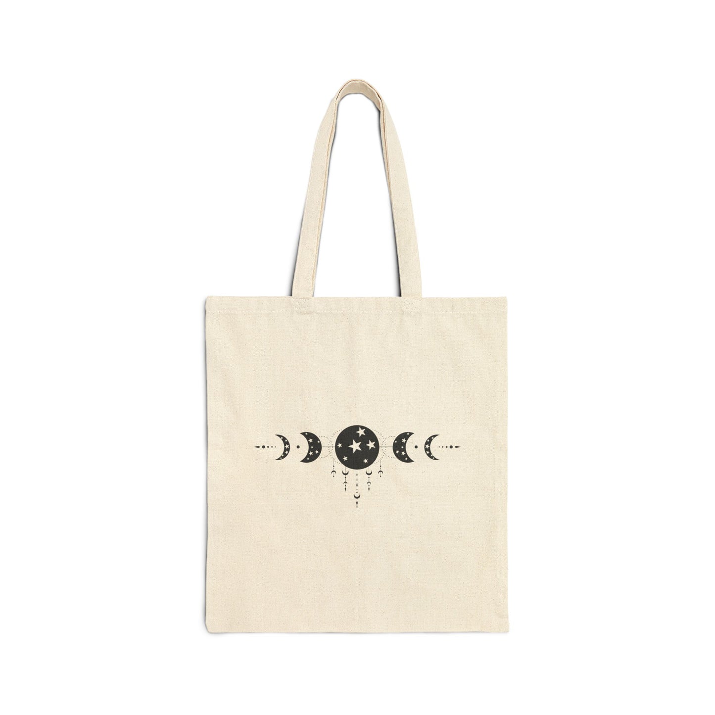 MYSTIC MOON, CELESTIAL MOON PHASE. Cotton Canvas Tote Bag in Natural.