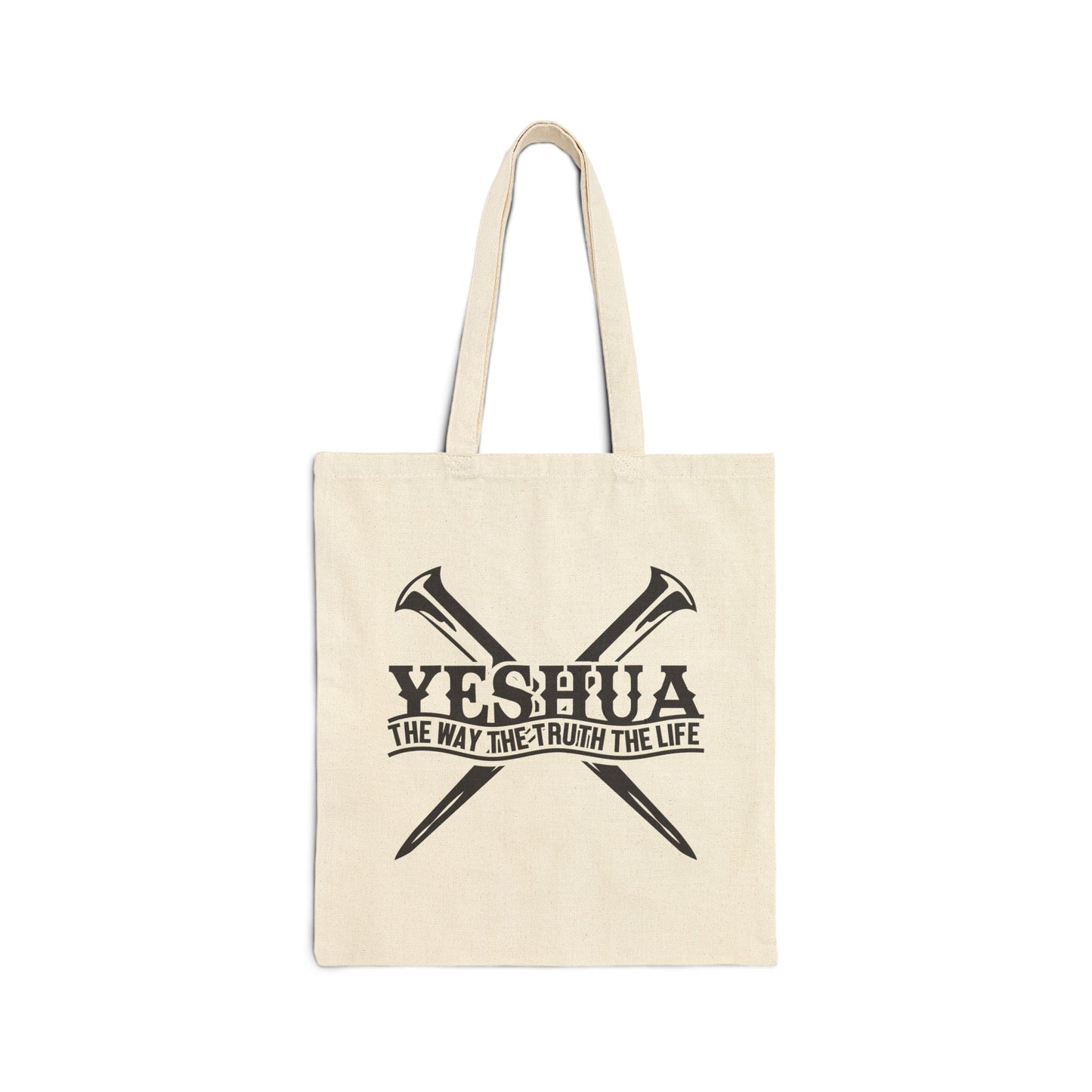 YESHUA THE WAY THE TRUTH THE LIFE. Cotton Canvas Tote Bag in Natural.