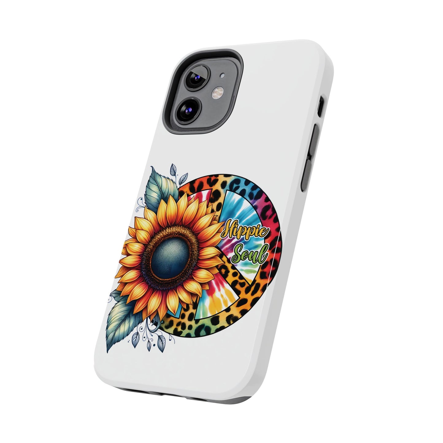 HIPPIE SOUL, SUNFLOWER, PEACE SYMBOL. Tough Phone Case.