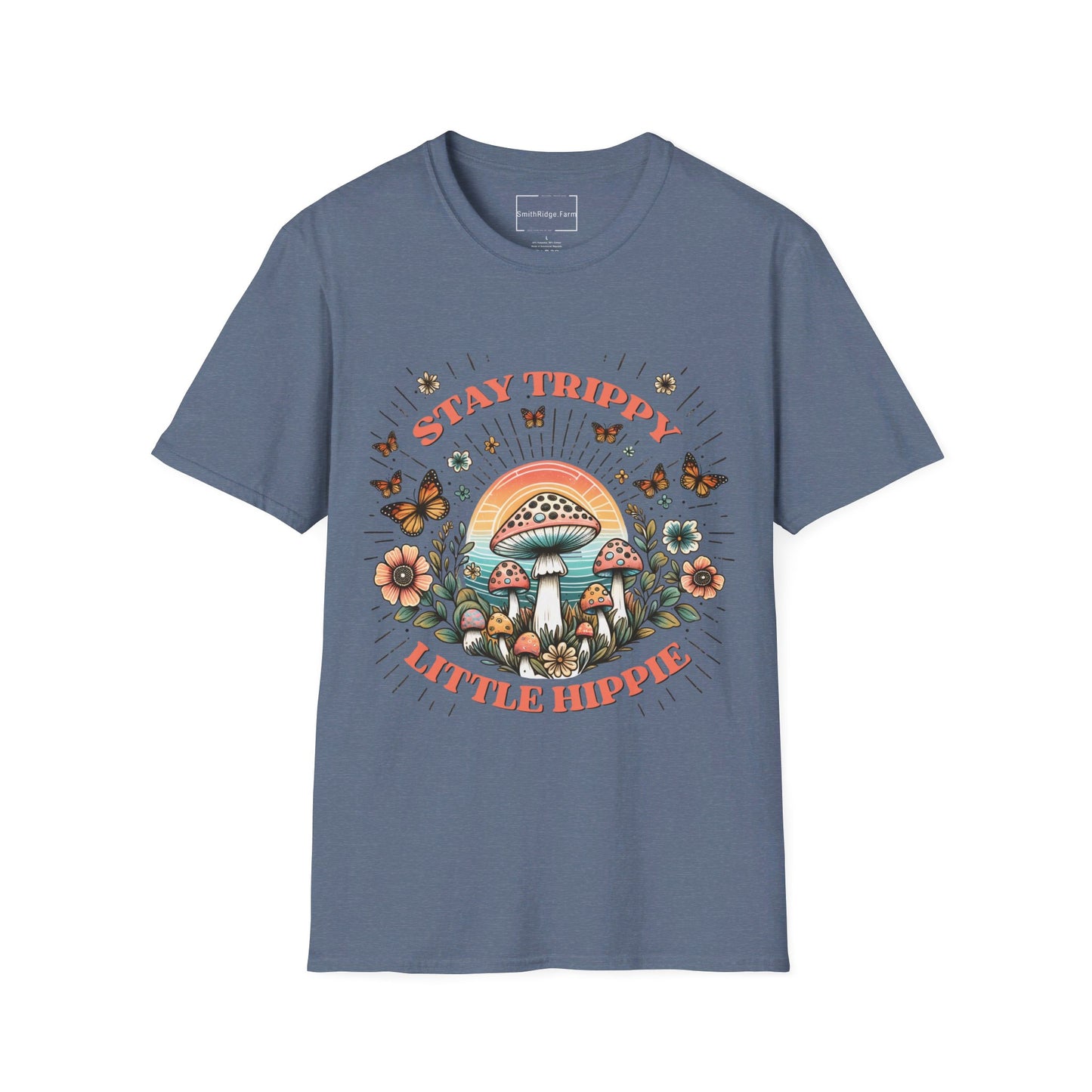 STAY TRIPPY LITTLE HIPPIE. Cotton, Short Sleeve, Crew Neck Tee.
