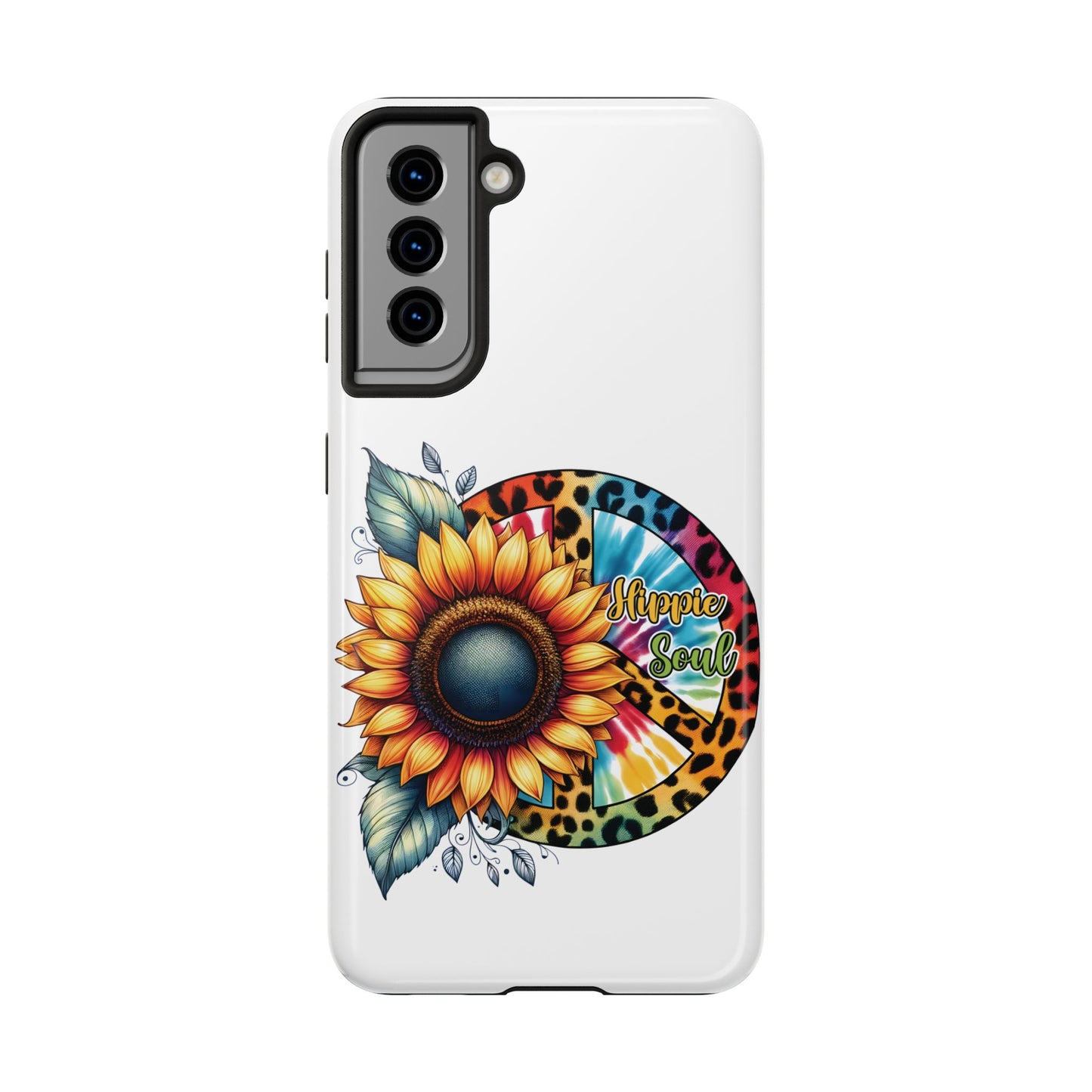 HIPPIE SOUL, SUNFLOWER, PEACE SYMBOL. Tough Phone Case.