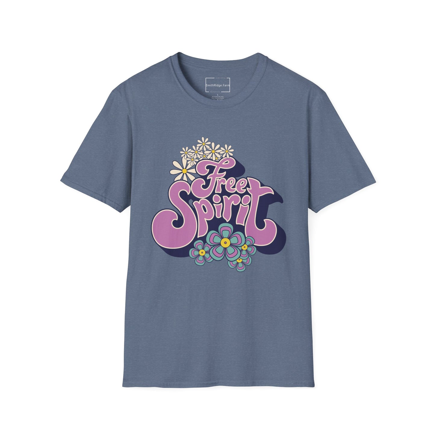 FREE SPIRIT. Cotton, Short Sleeve, Crew Neck Tee.