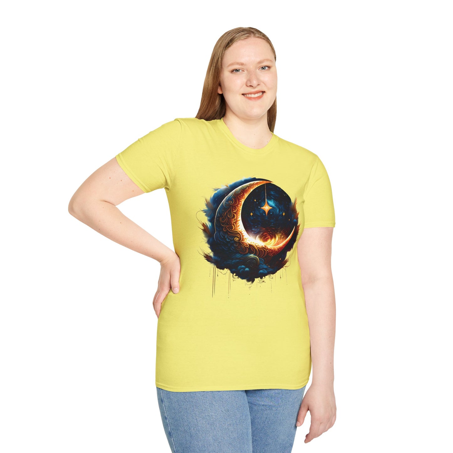 CELESTIAL, MYSTICAL MOON. Cotton, Short Sleeve, Crew Neck Tee