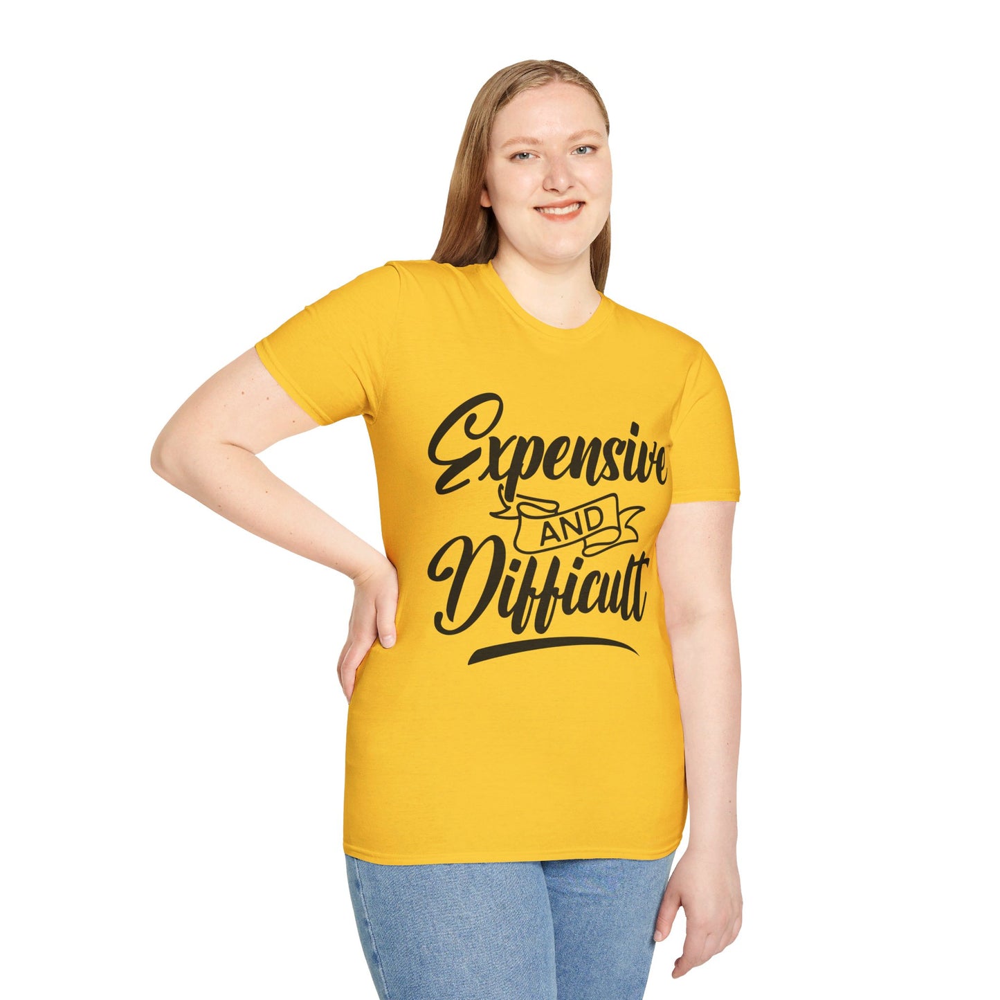 EXPENSIVE AND DIFFICULT. Cotton, Short Sleeve, Crew Neck Tee.