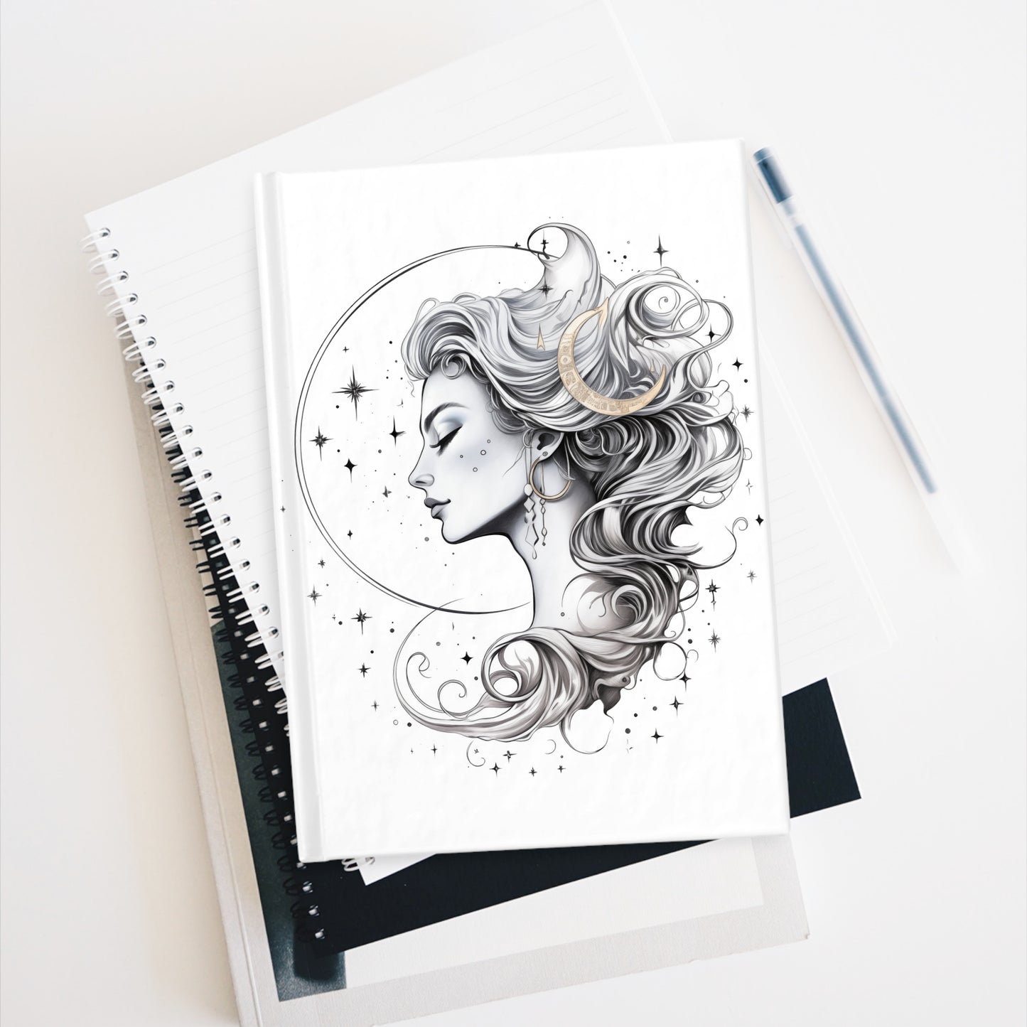 MOON AND STAR LOVER. Hardbound Journal, Diary, Sketchbook.