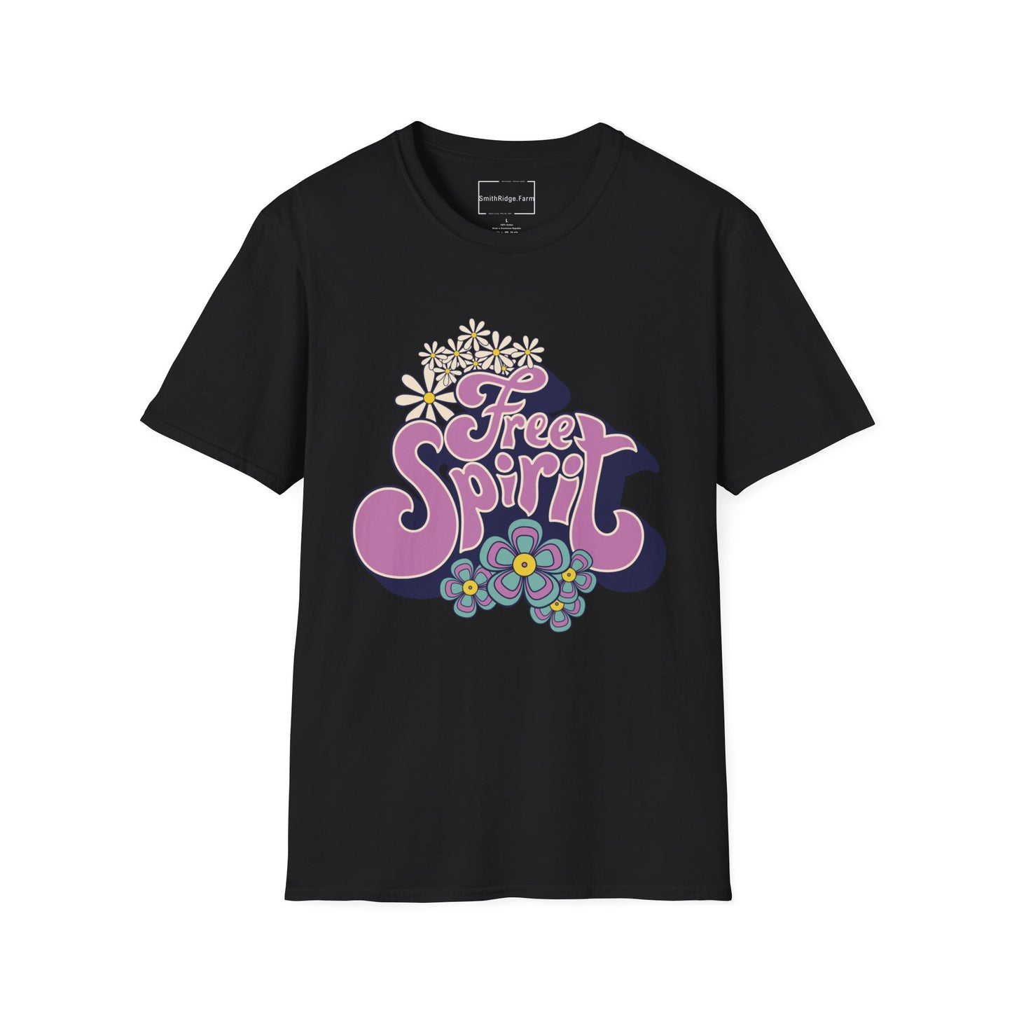 FREE SPIRIT. Cotton, Short Sleeve, Crew Neck Tee.