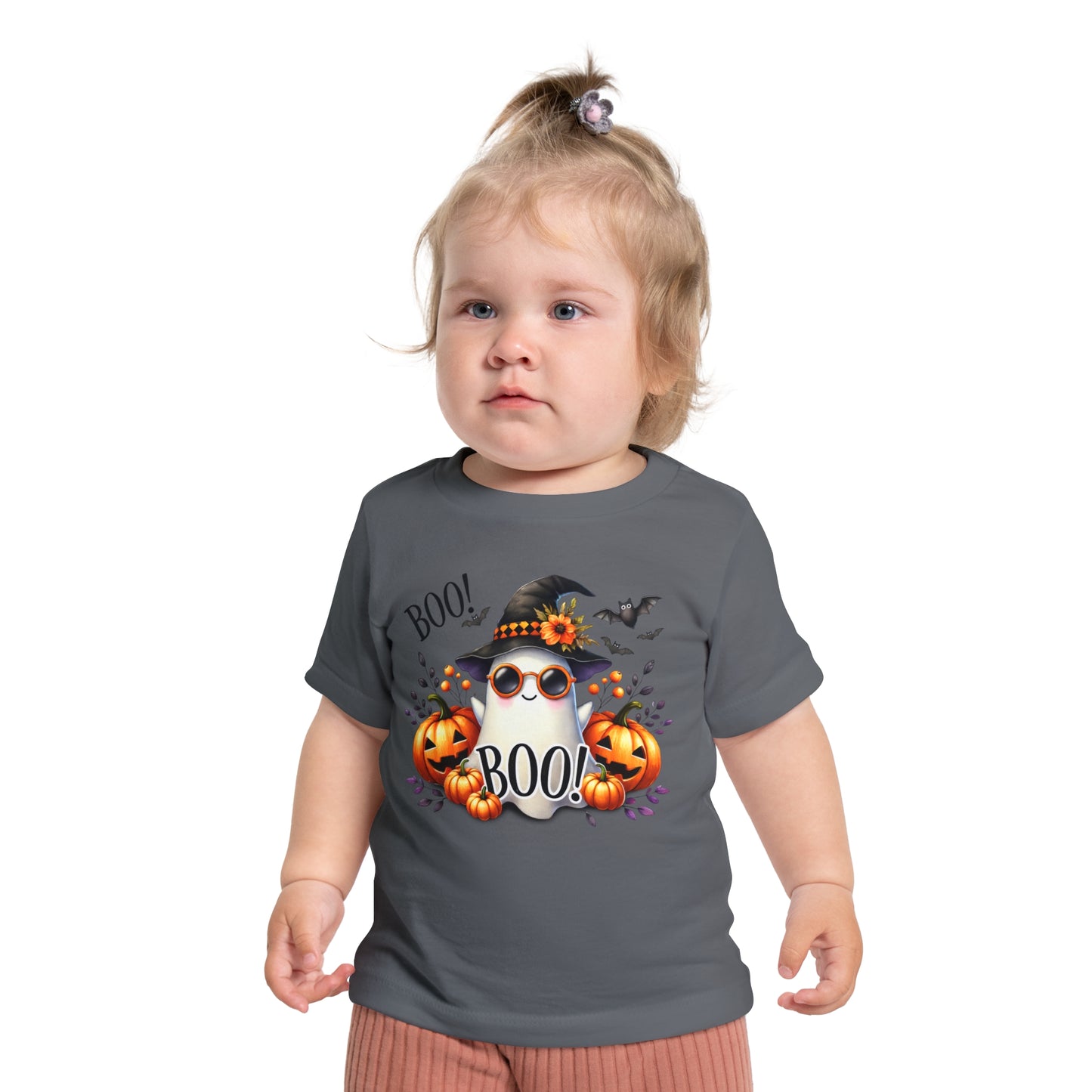 CUTE GHOST and PUMPKINS, TRICK OR TREAT, HALLOWEEN. Baby Short Sleeve T-Shirt
