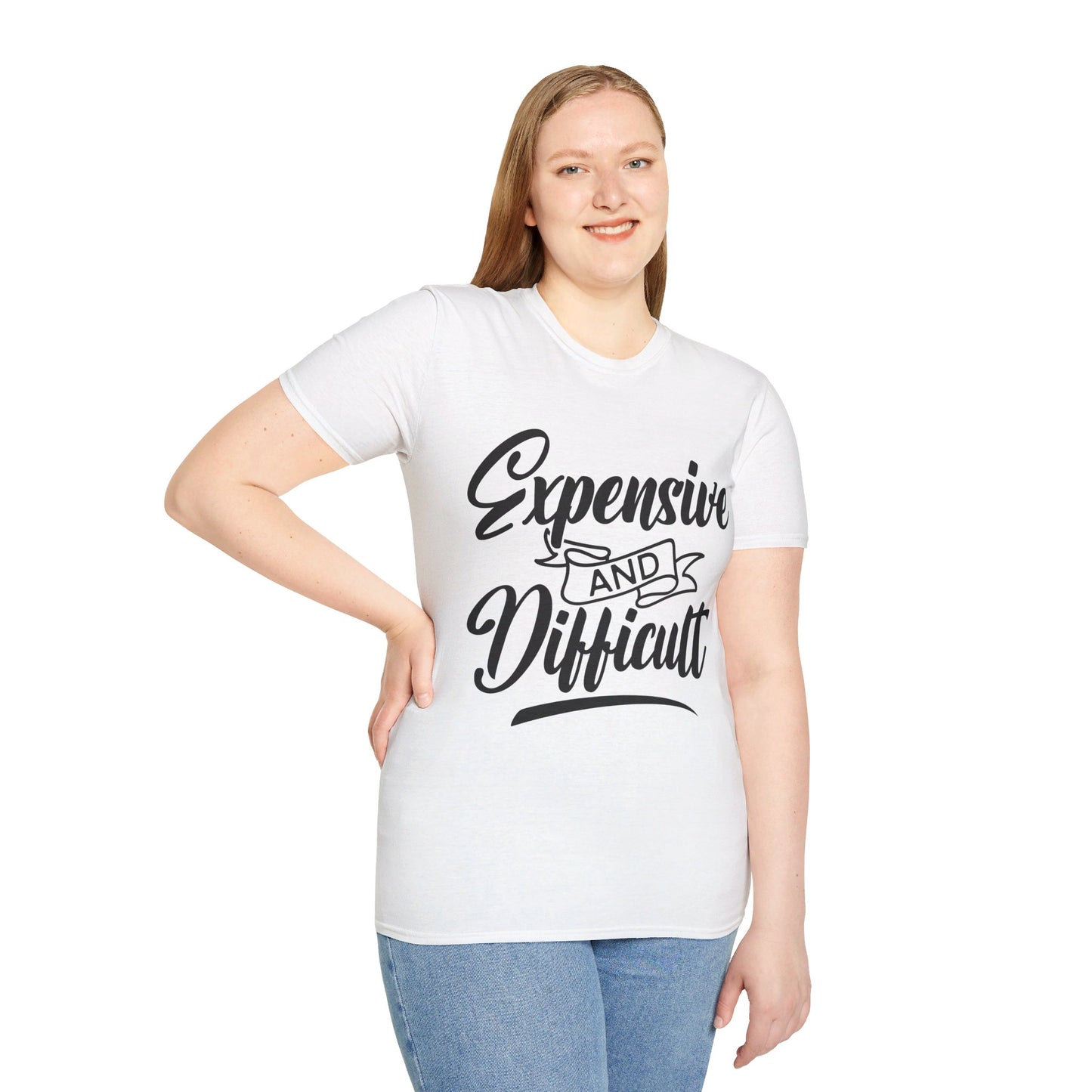 EXPENSIVE AND DIFFICULT. Cotton, Short Sleeve, Crew Neck Tee.