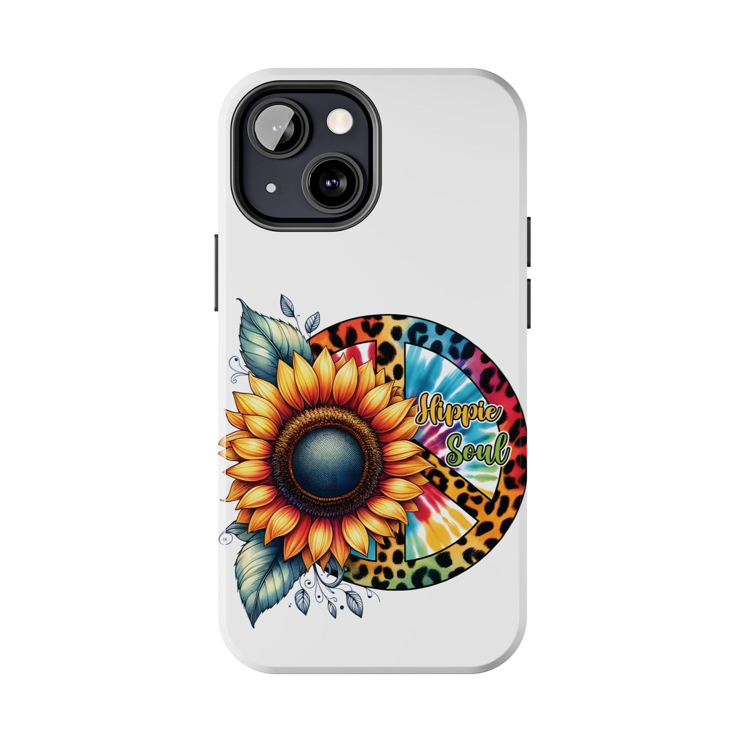 HIPPIE SOUL, SUNFLOWER, PEACE SYMBOL. Tough Phone Case.
