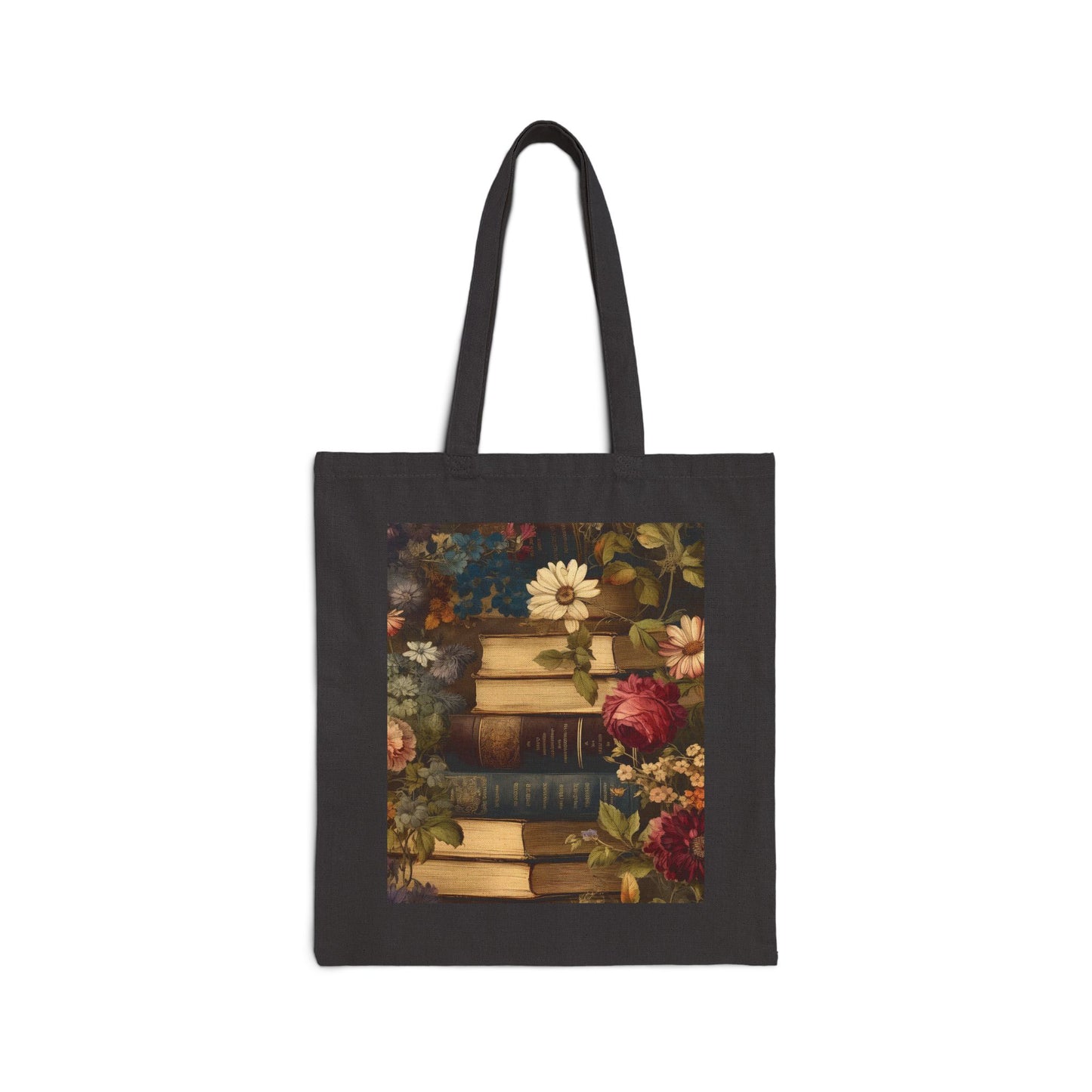 I LOVE BOOKS. I LOVE READING. BOOK LOVER. Cotton Canvas Tote Bag in Black or Natural.
