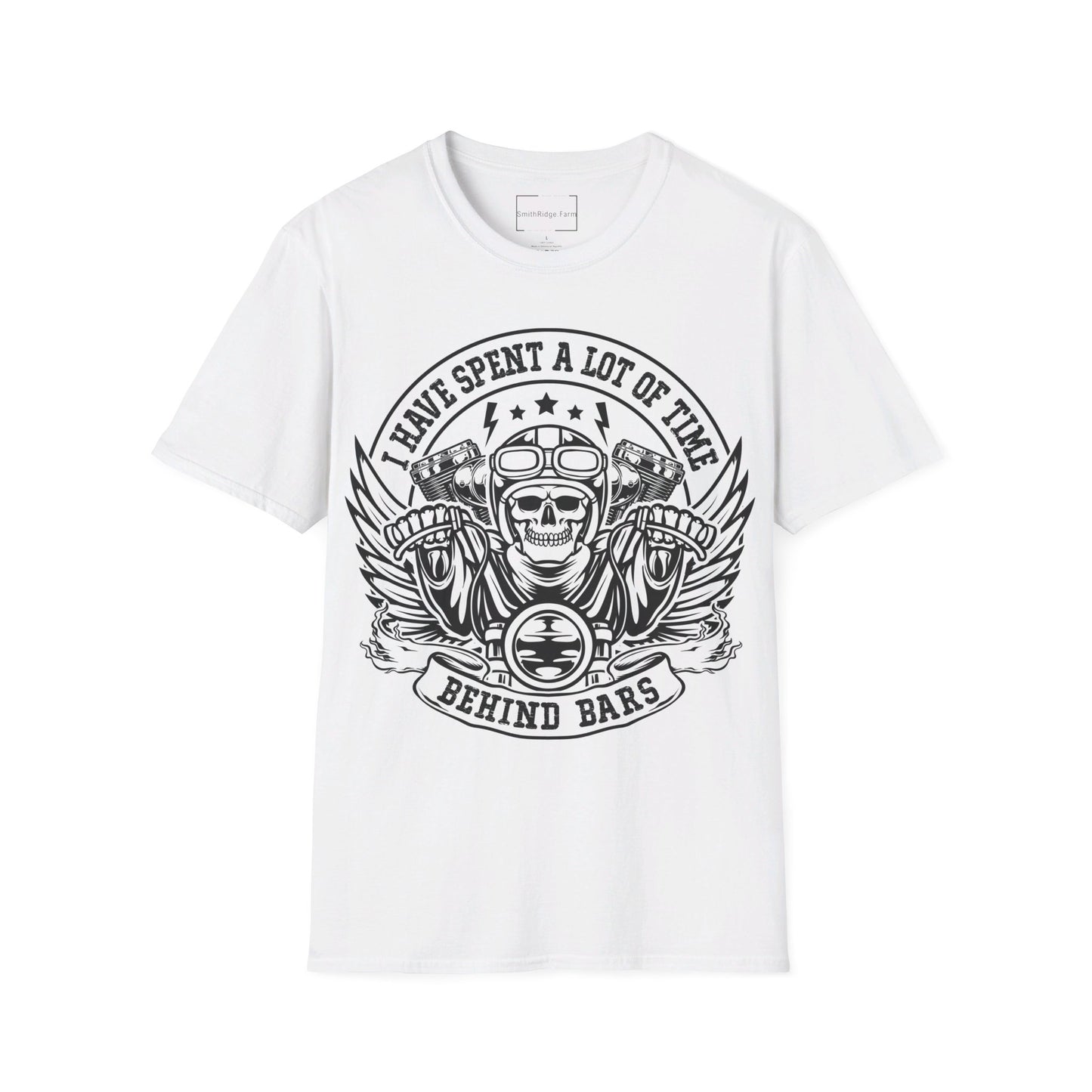I HAVE SPENT A LOT OF TIME BEHIND BARS. Cotton, Short Sleeve, Crew Neck Tee.