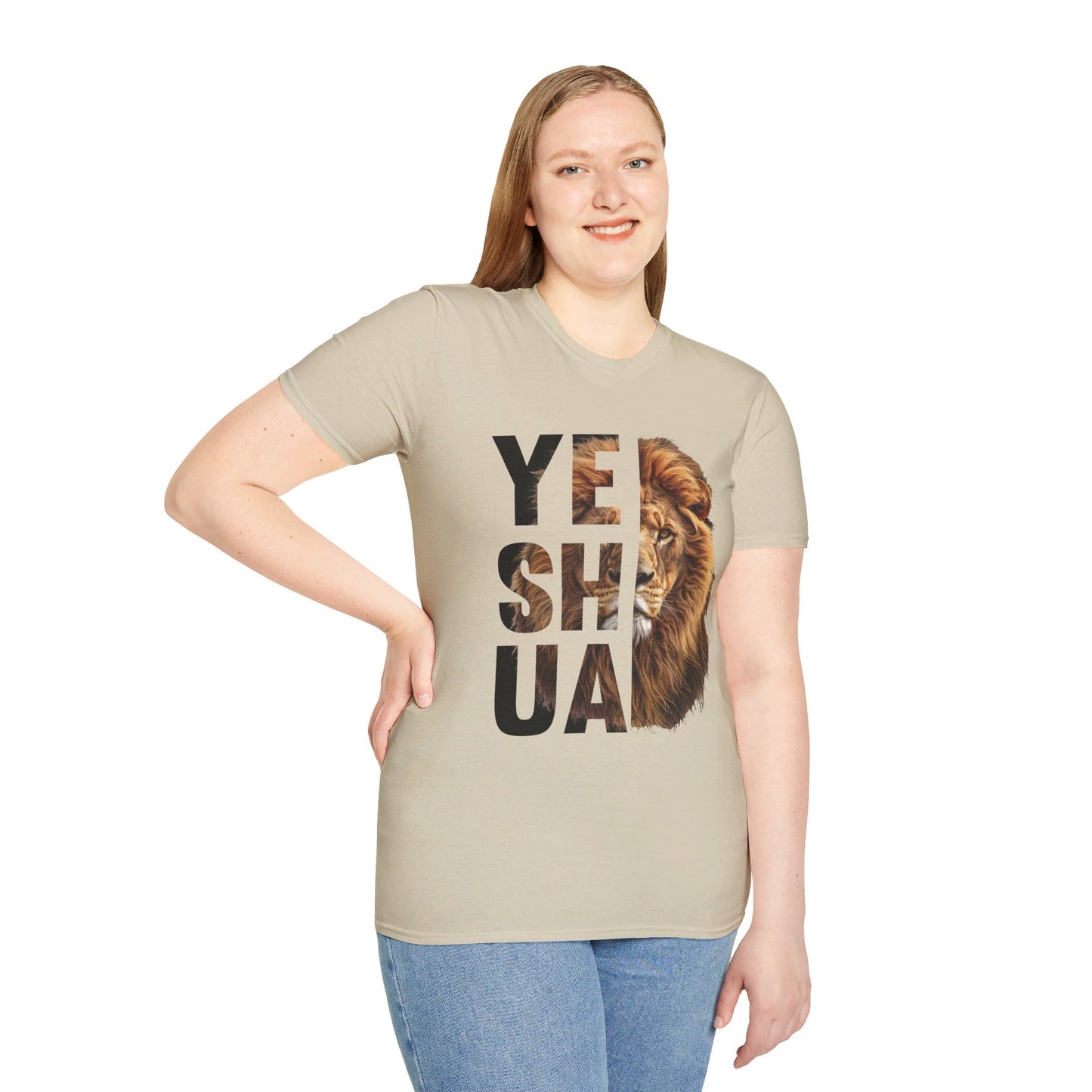 YESHUA, LION OF JUDAH. Cotton, Short Sleeve, Crew Neck Tee.