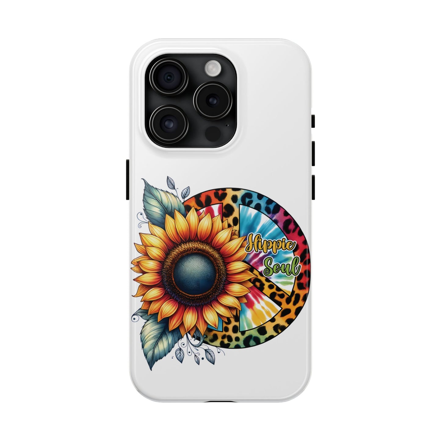 HIPPIE SOUL, SUNFLOWER, PEACE SYMBOL. Tough Phone Case.