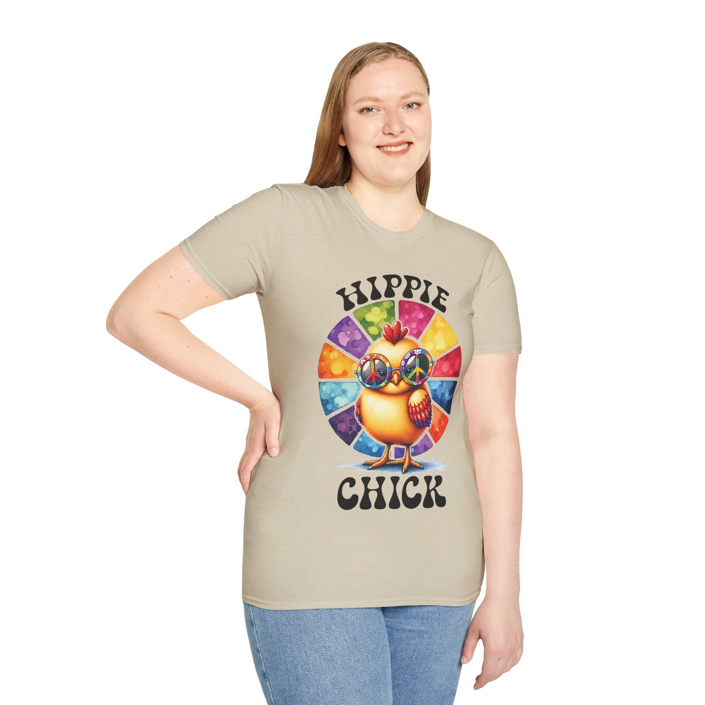 HIPPIE CHICK. Cotton, Short Sleeve, Crew Neck Tee.
