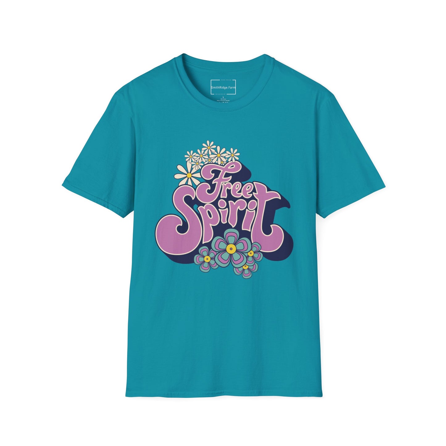 FREE SPIRIT. Cotton, Short Sleeve, Crew Neck Tee.