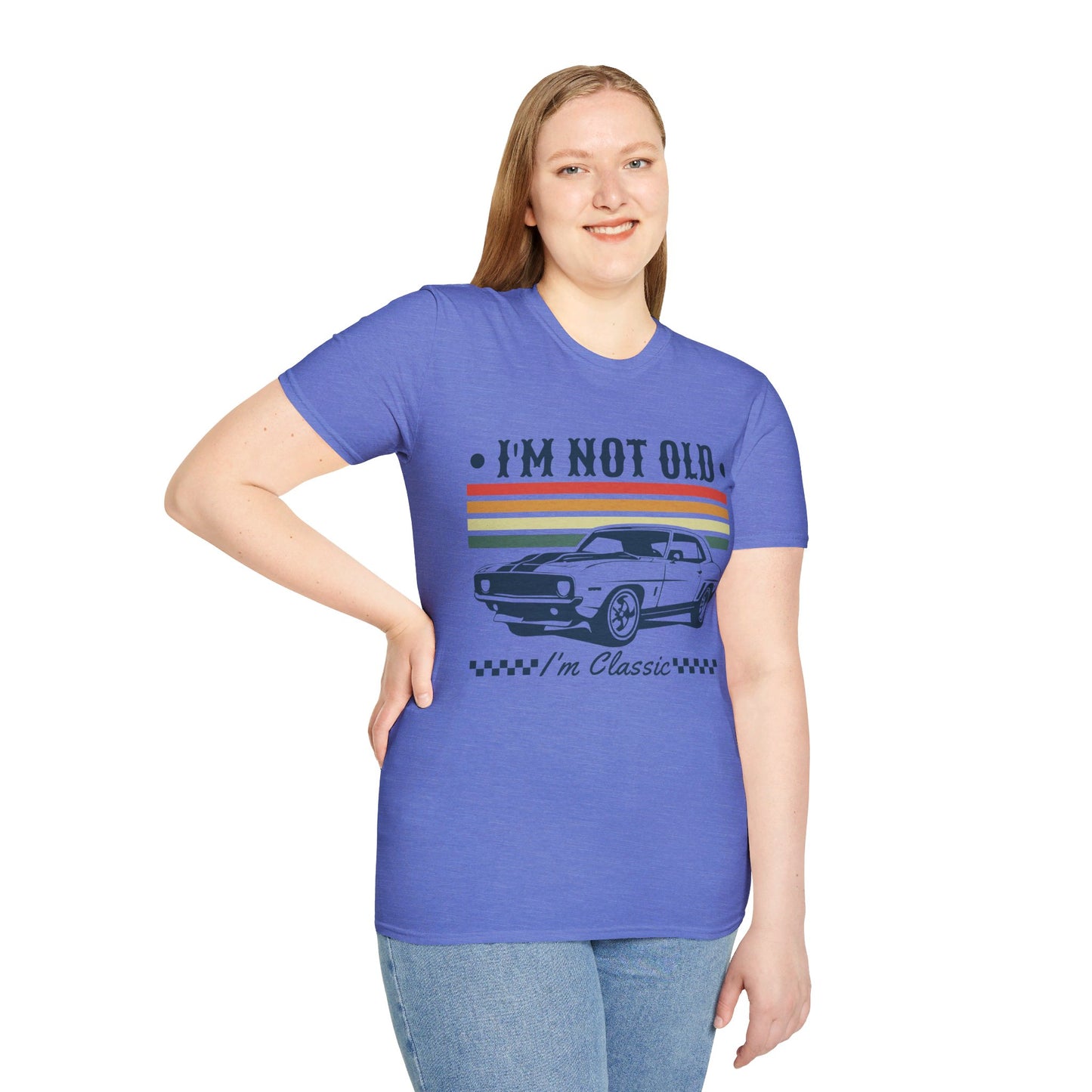 I'M NOT OLD, I'M CLASSIC. CAR ENTHUSIAST HUMOR. Cotton, Short Sleeve, Crew Neck Tee.