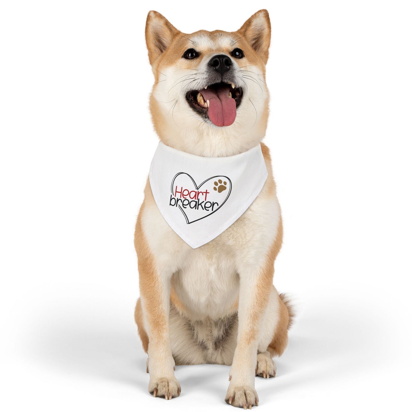 HEARTBREAKER. PET HUMOR. Pet Bandana Collar in Four Sizes.