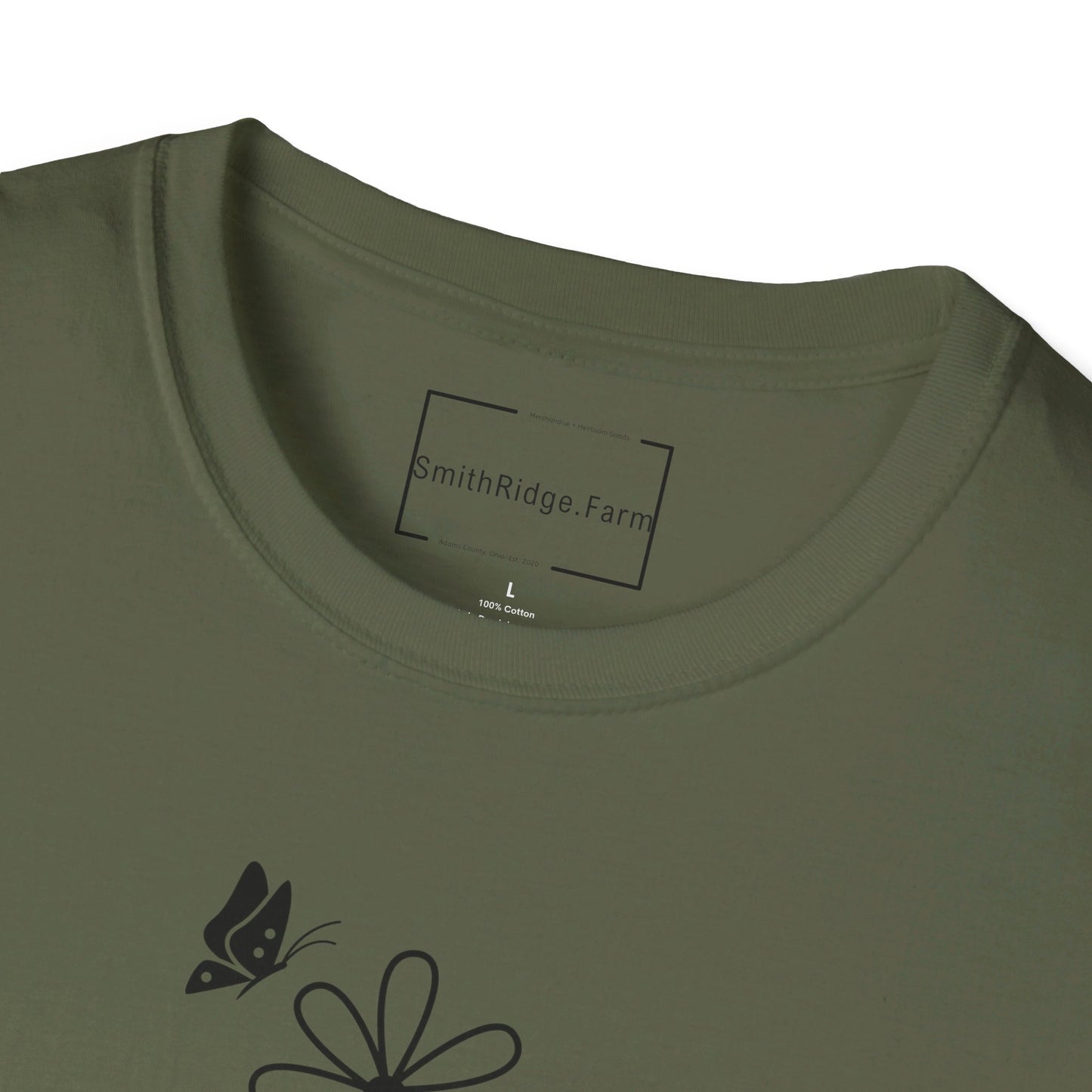 FAITH, HOPE, LOVE, FLOWERS. Cotton, Short Sleeve, Crew Neck Tee in Light Colors.